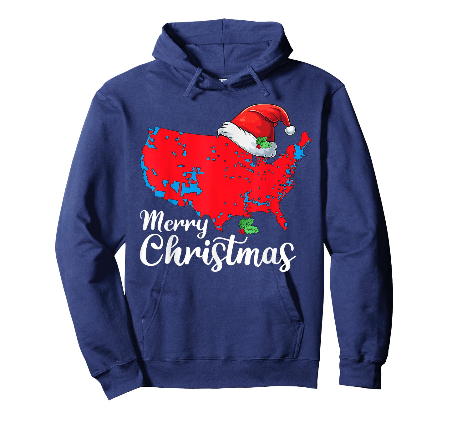 Merry Christmas Trump Patriotic USA Map 2024 Santa Hat Xmas T-Shirt