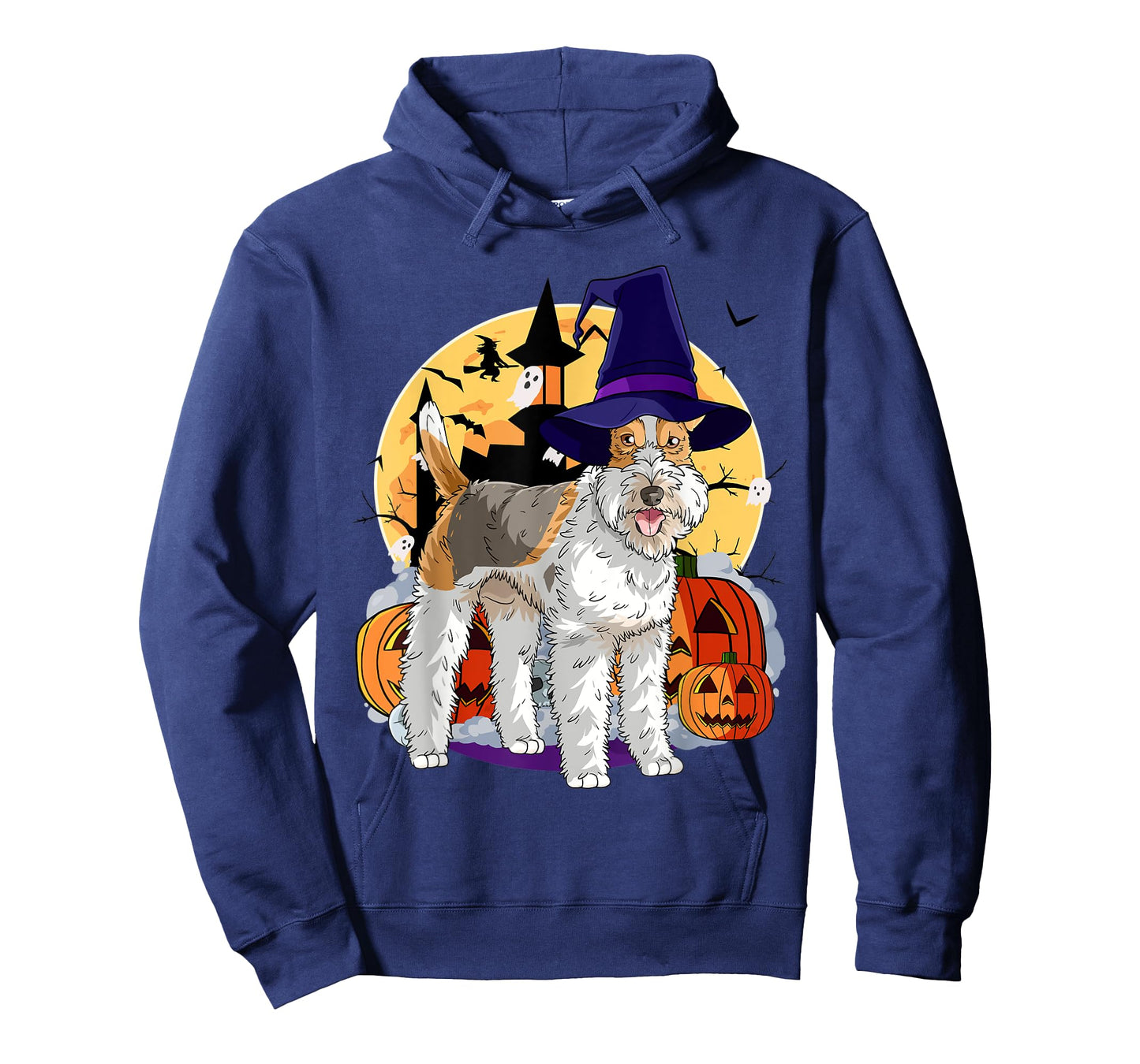 Wire Fox Terrier Cute Dog Halloween Witch Pumpkin T-Shirt