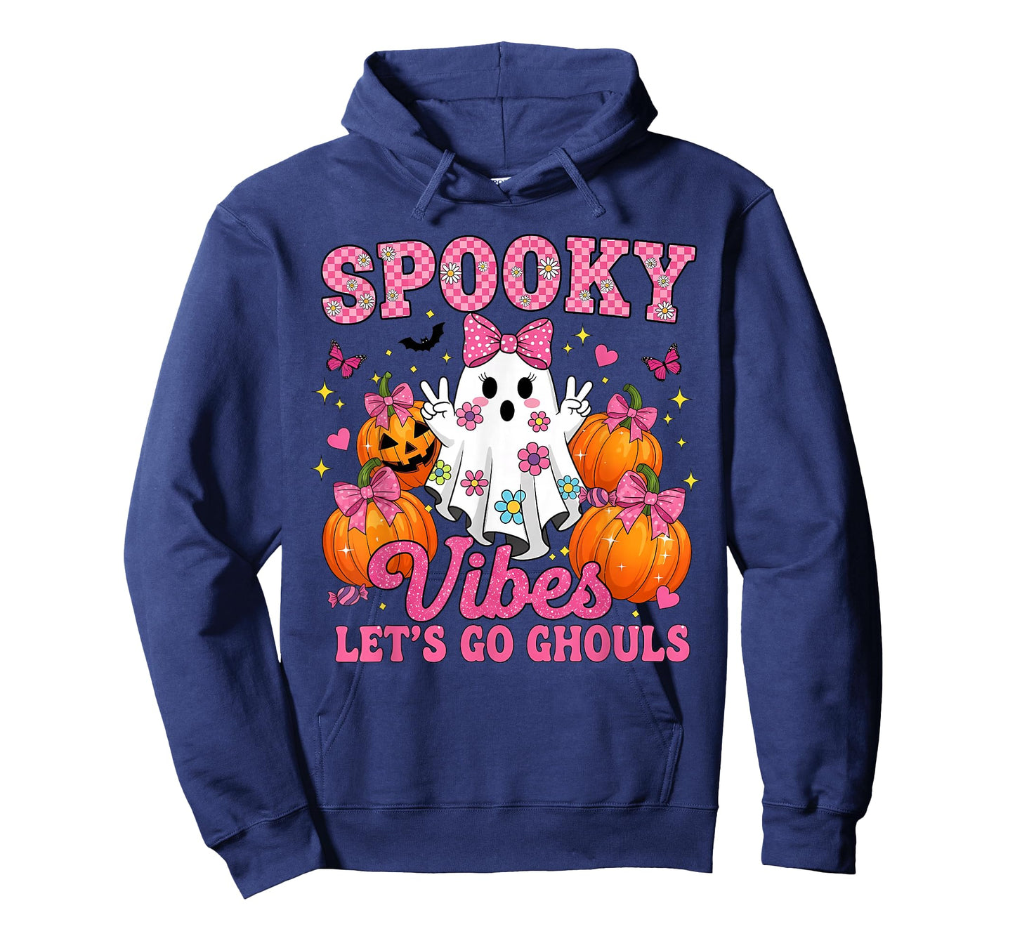 Spooky Vibes Let's Go Ghouls Halloween Coquette Ghost T-Shirt