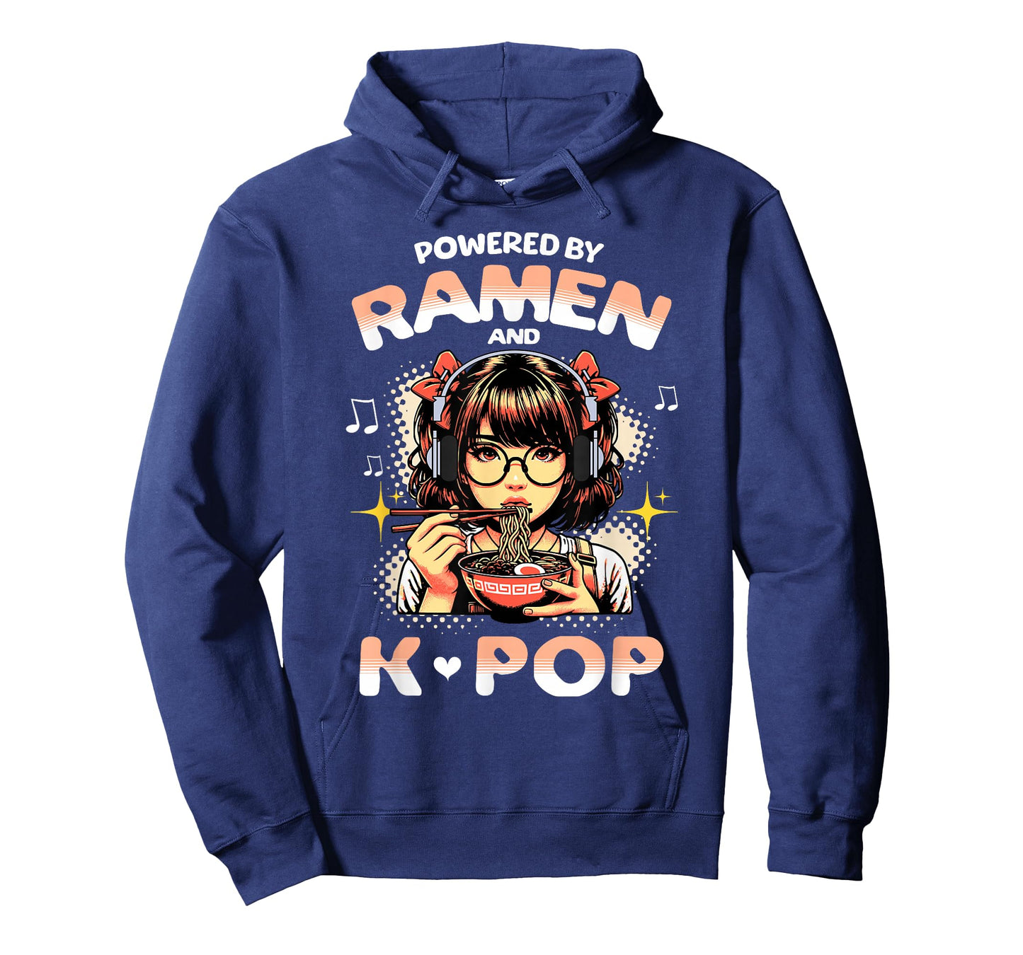 Powered by Ramen and K Pop Funny Anime Korean Music Manga T-Shirt