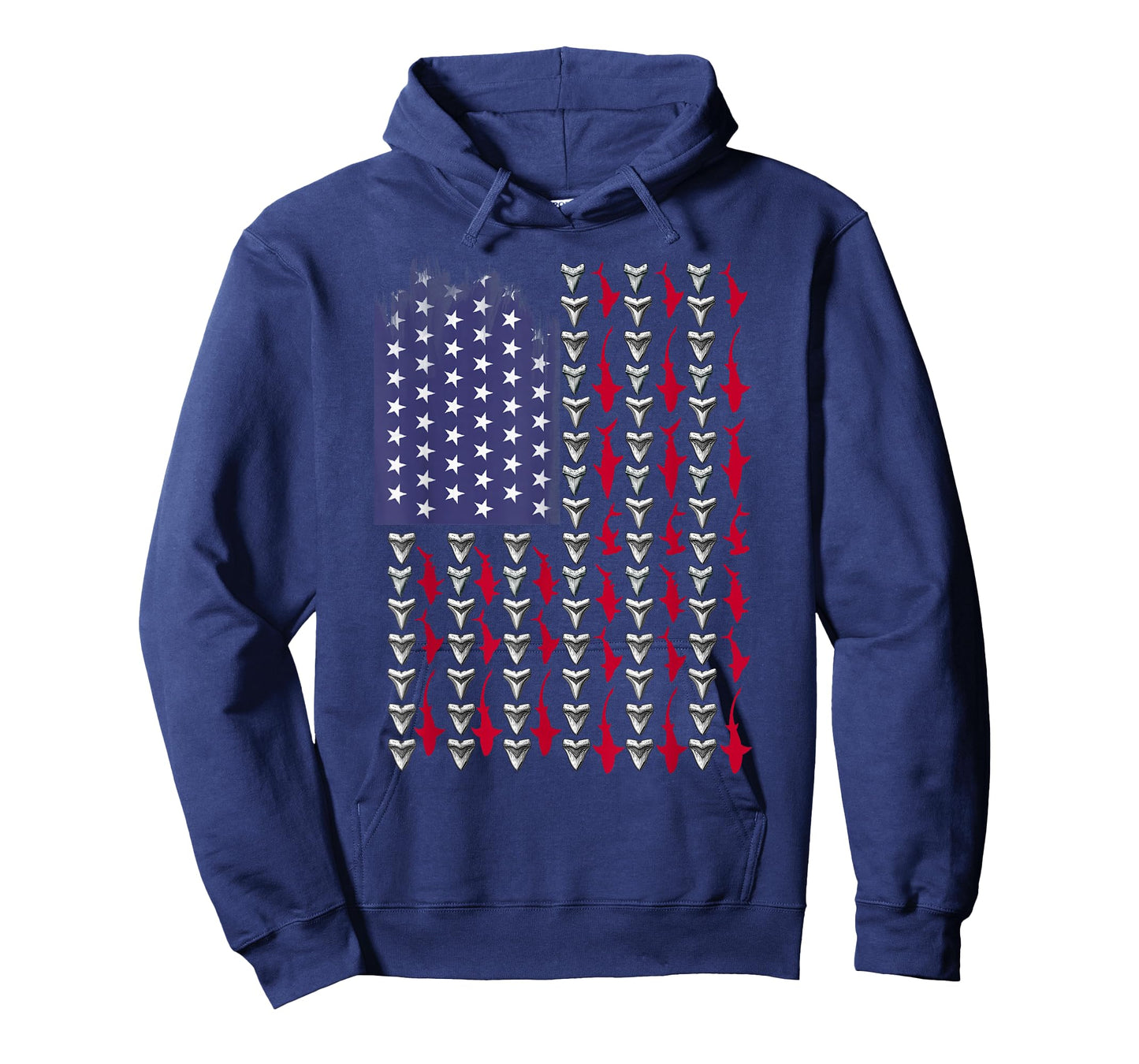 Sharks and Shark Teeth American Flag T-Shirt