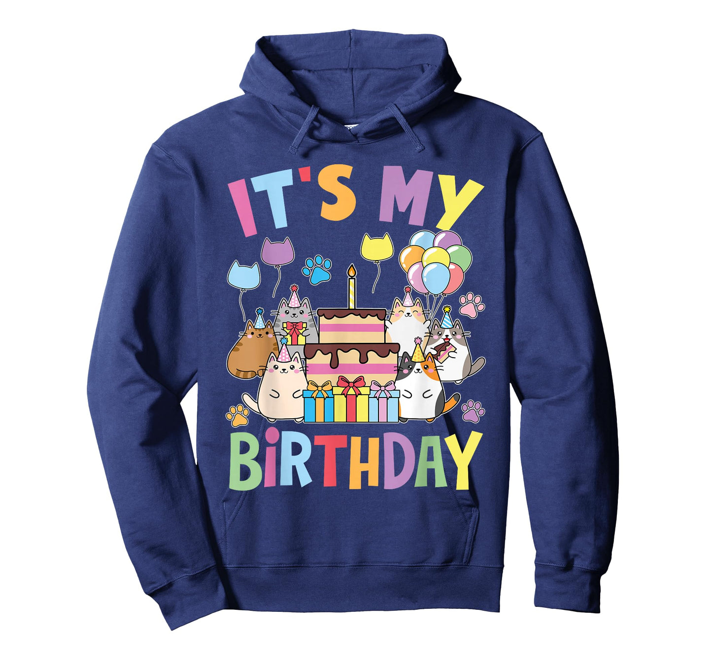 Cute Kawaii Cat Mom Dad Kids Girls It's My Birthday Party T-Shirt