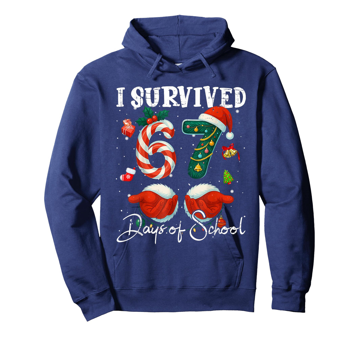 I Survived 67 Days of School Christmas Candy Cane Six Seven T-Shirt