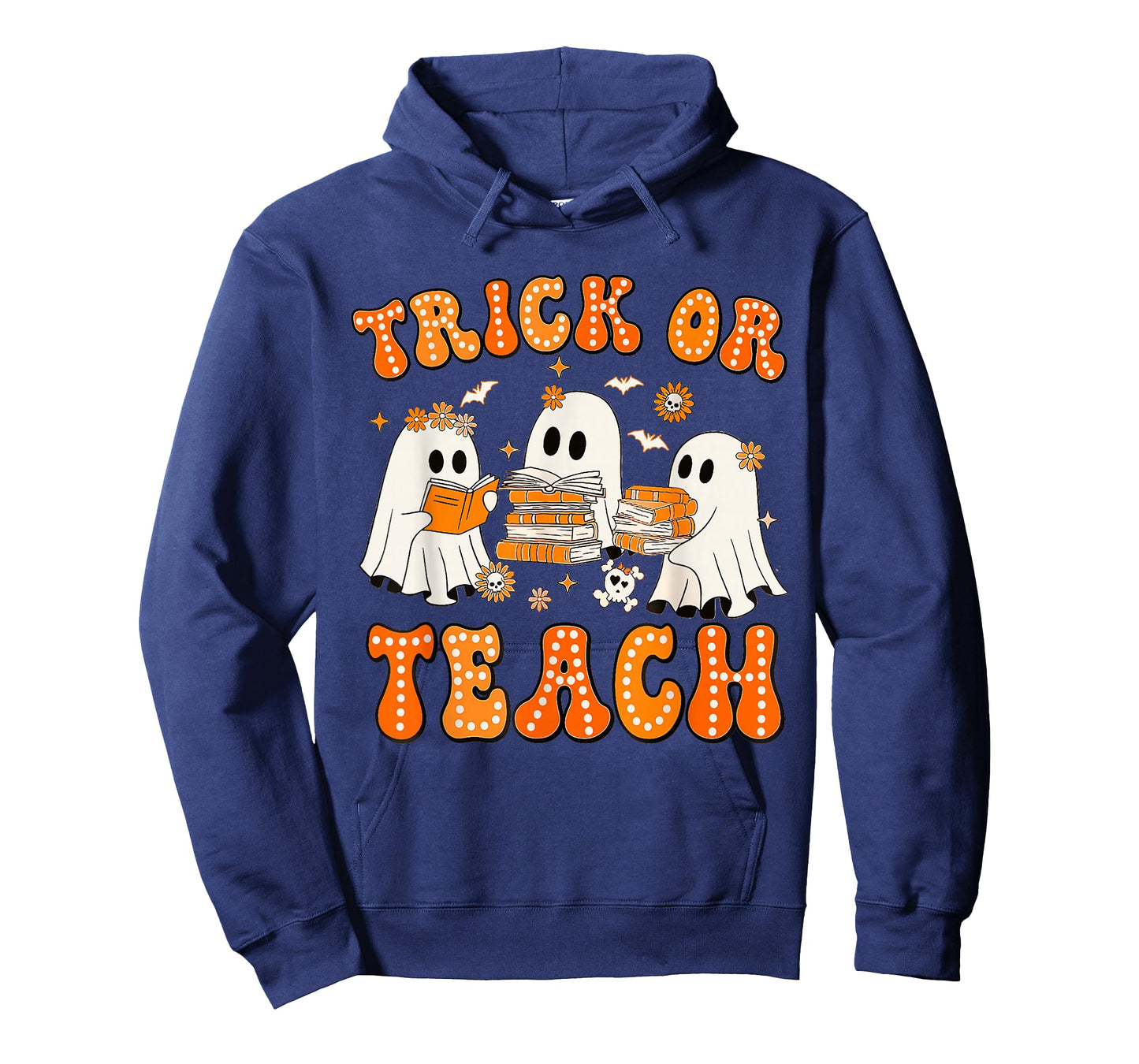 Teacher Halloween Trick or Teach Retro Groovy Floral Ghost T-Shirt