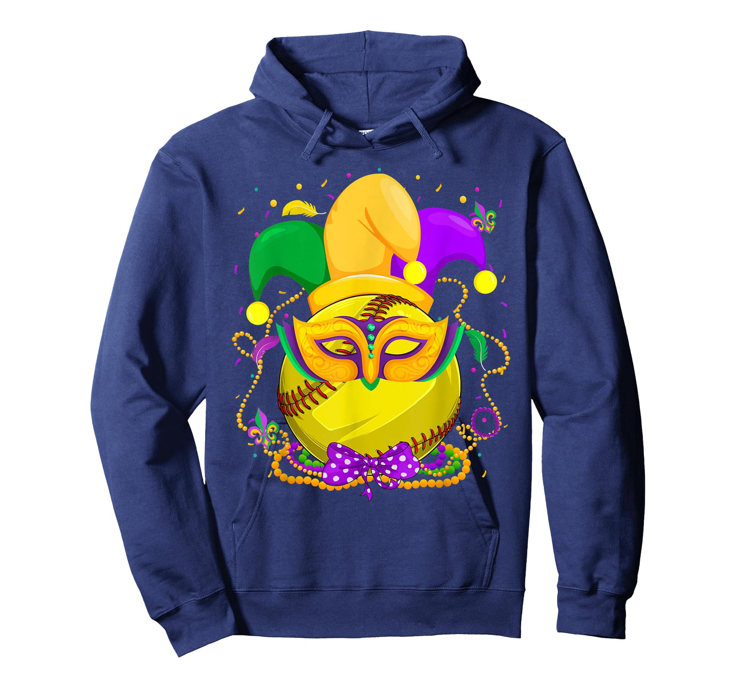 Softball Ball With Jester Hat Mardi Gras Fat Tuesday Parade T-Shirt