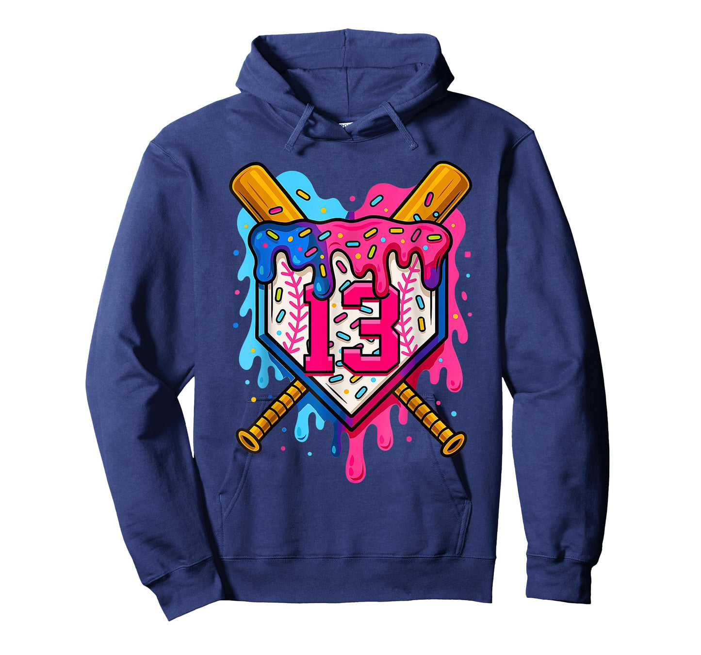13th Baseball Birthday Ice Cream Drip Boys Girls 13 Years T-Shirt