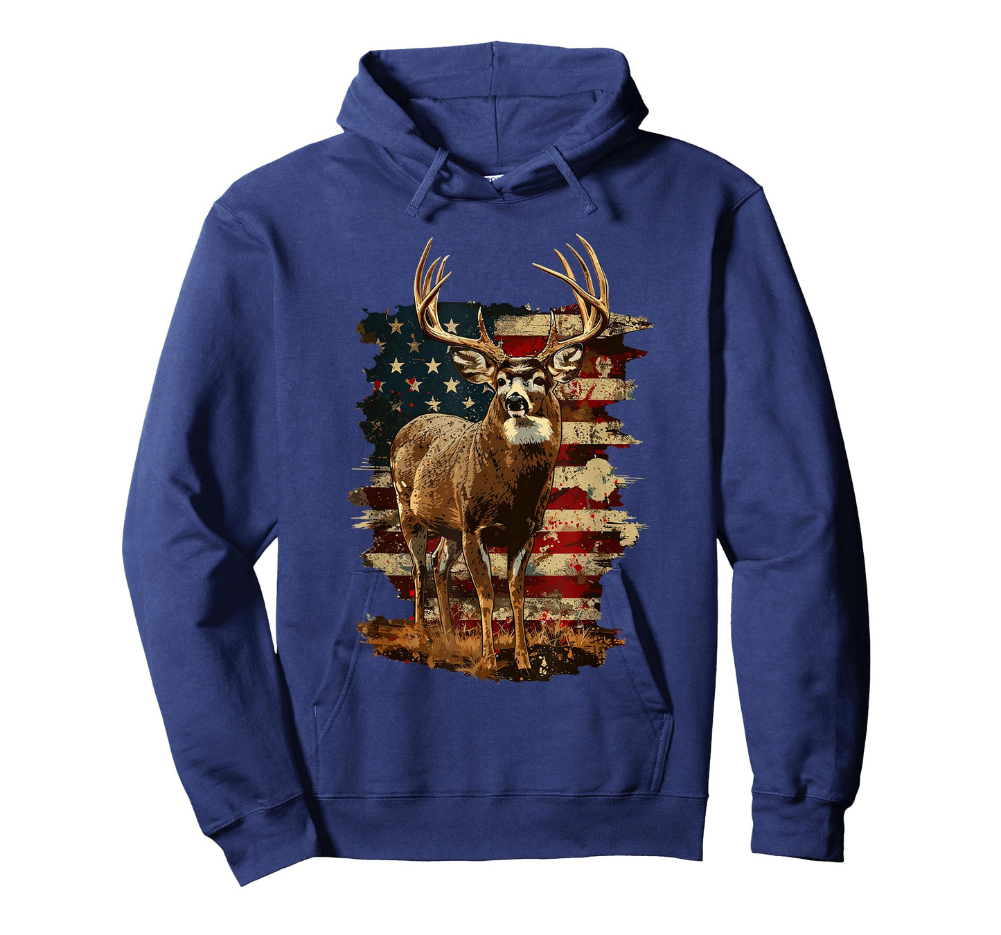 Whitetail Buck Deer Hunting 4th of July USA American Flag T-Shirt