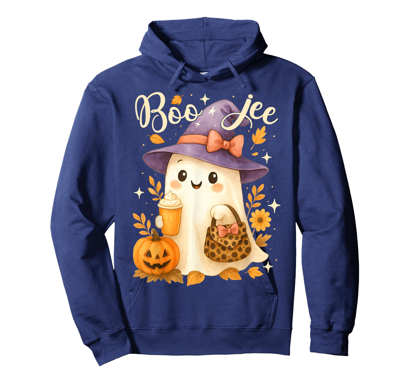 Cute Boo Jee Witch Ghost Halloween Coffee Latte Leopard T-Shirt
