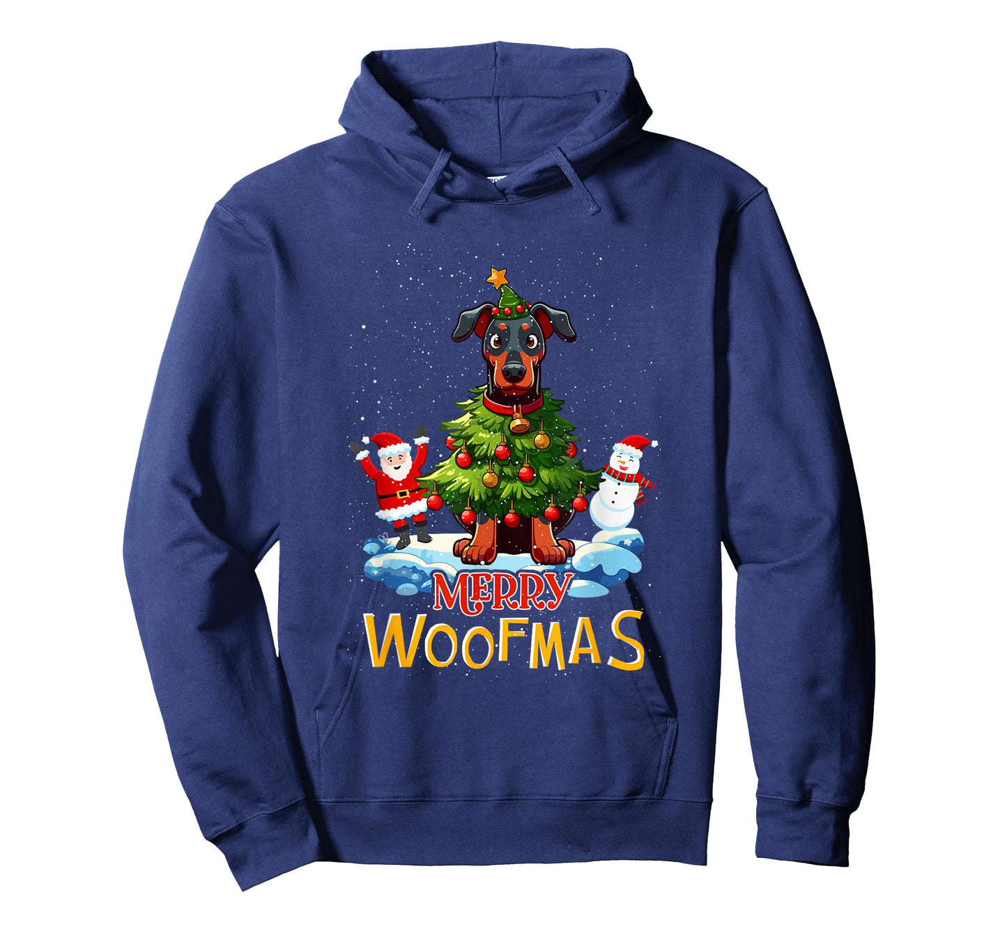 Doberman Merry Christmas Tree Lights Dog X-Mas Dogs T-Shirt