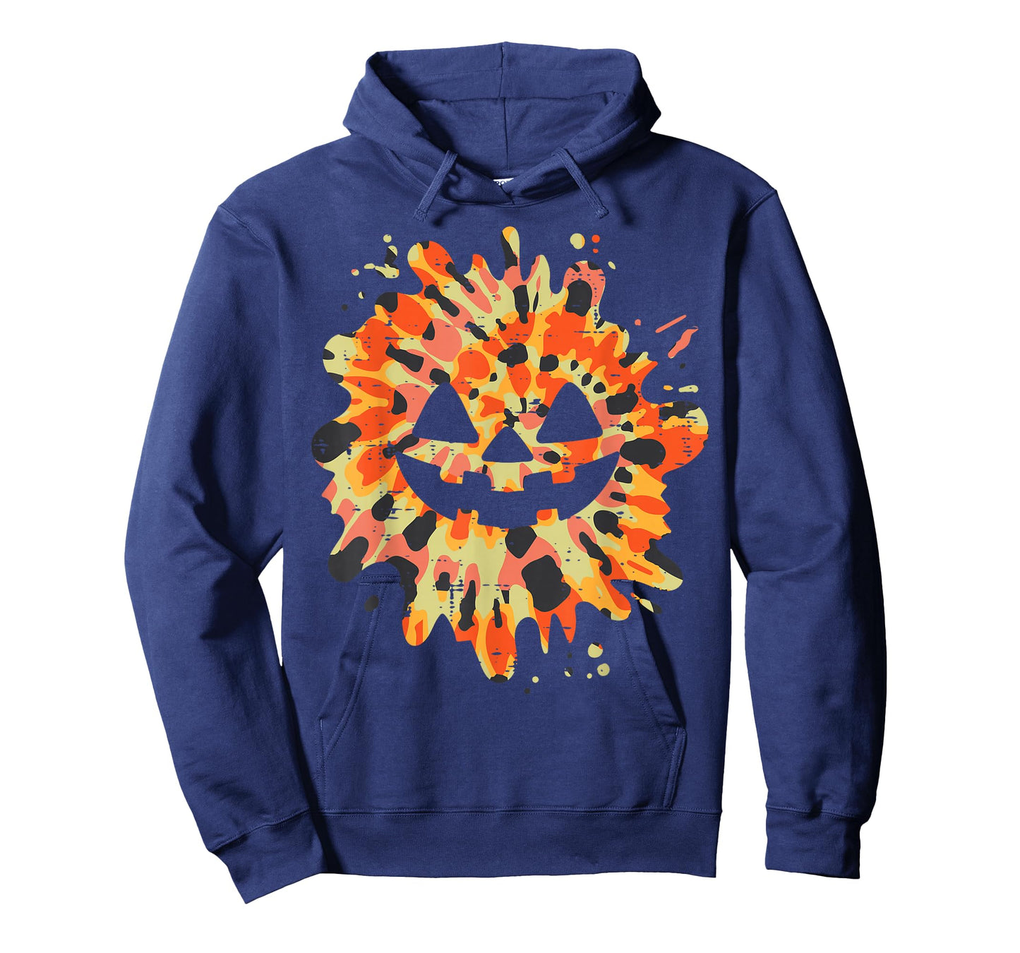 Orange Tie Dye Pumpkin Face Jack O Lantern Halloween Hippie T-Shirt
