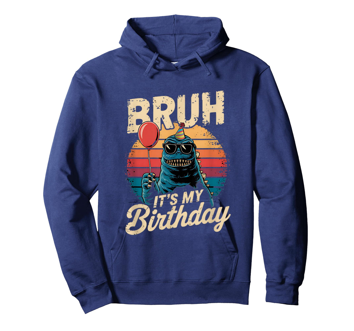 Bruh It's My Birthday Japanese Kaiju Monster Retro Sunset T-Shirt