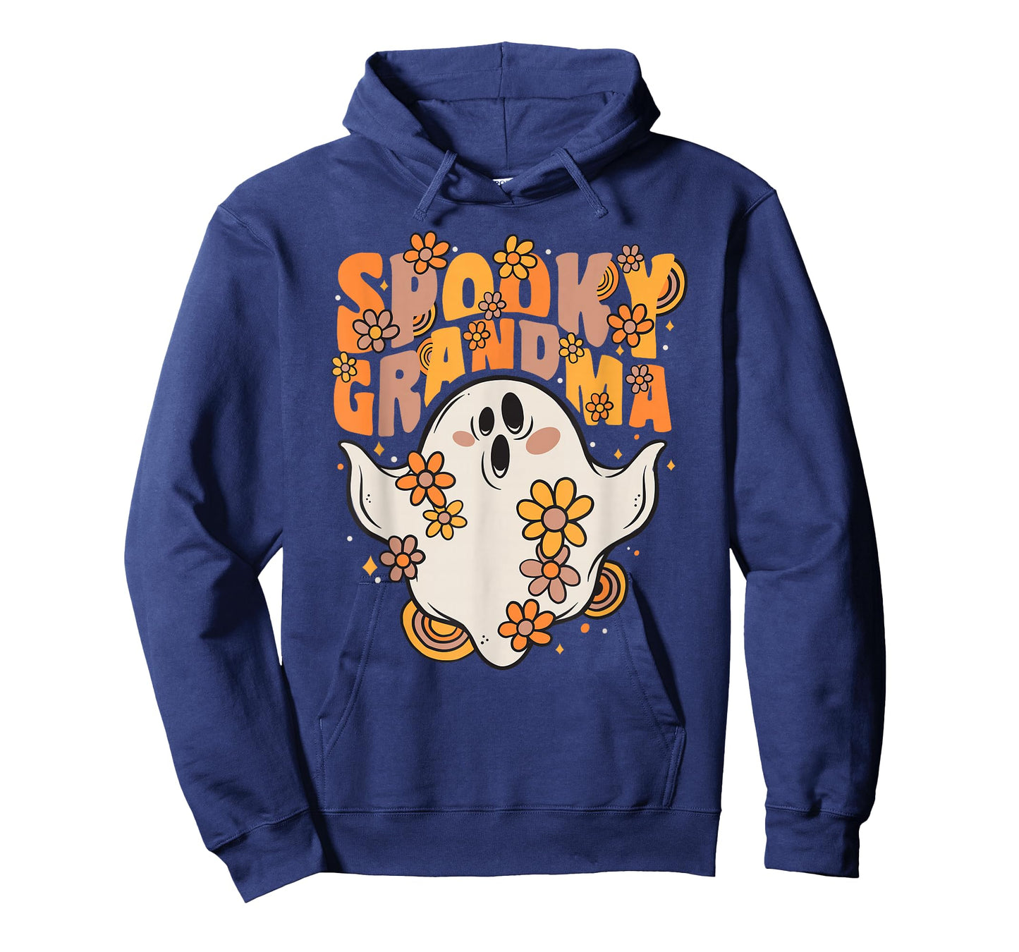Spooky Grandma Groovy Ghost With Vintage Flowers Halloween T-Shirt