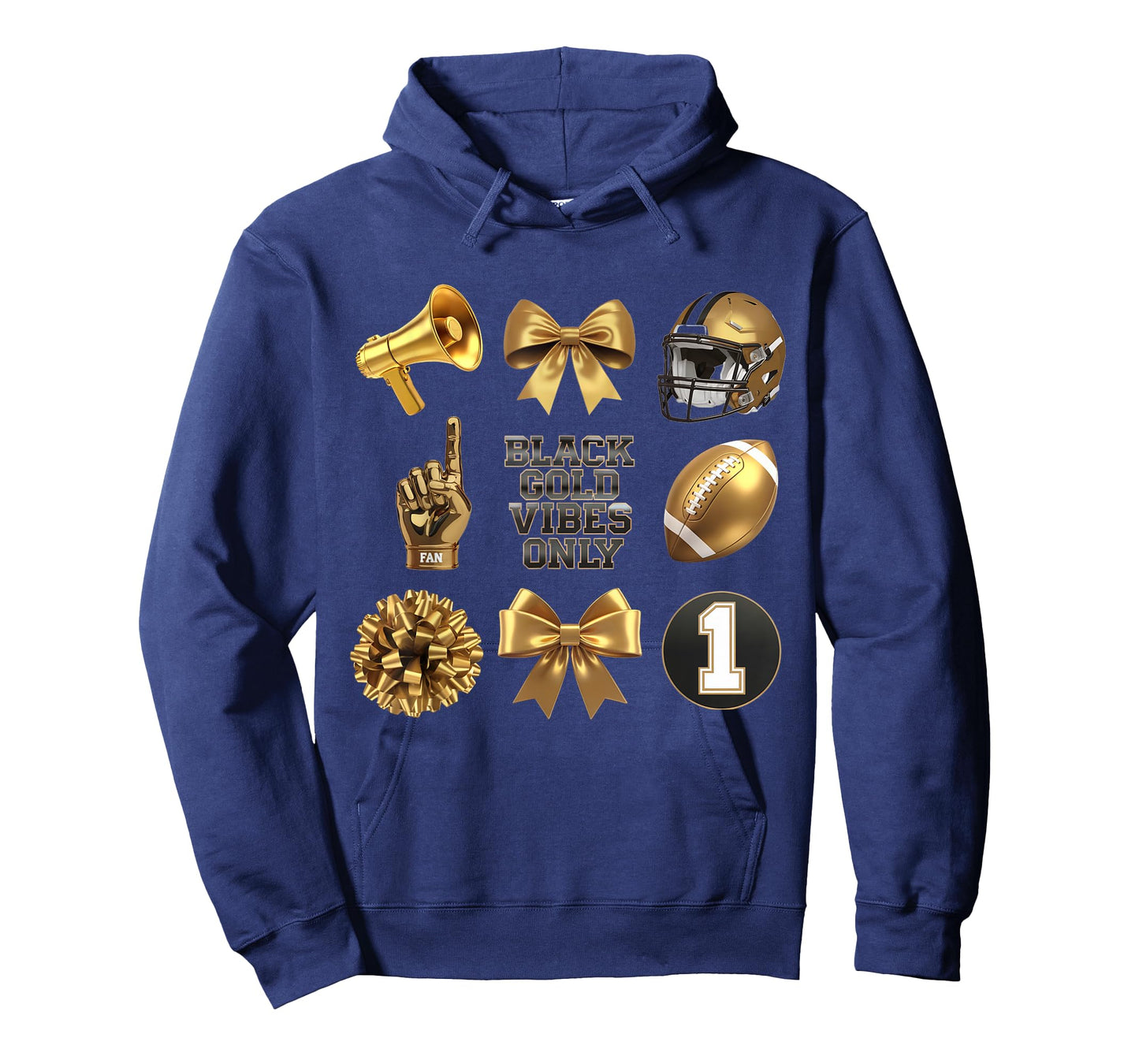 Gold Black Game Day Vibes Only Cheer T-Shirt