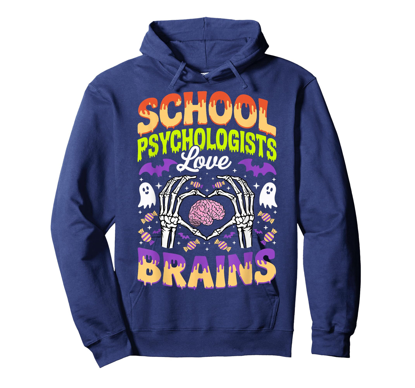 School Psychologist Love Brains Ghost Skeleton Halloween T-Shirt
