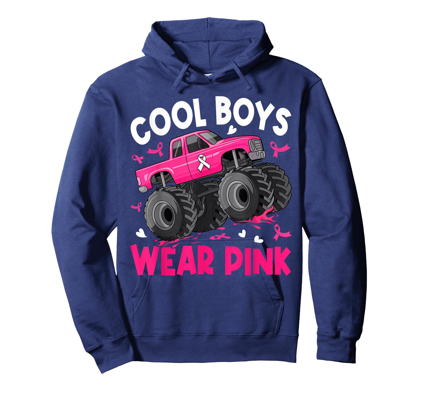 Cool Boys Wear Pink Monster Truck Breast Cancer Awareness T-Shirt