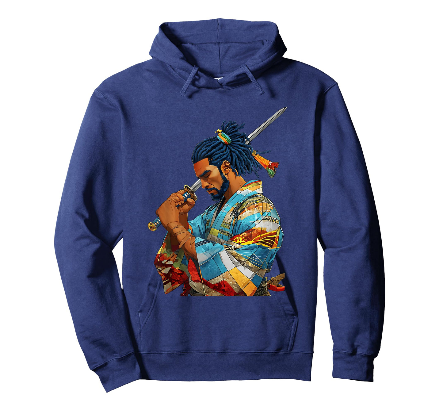 Afro American Samurai Anime Cartoon Japanese Bushido Warrior T-Shirt