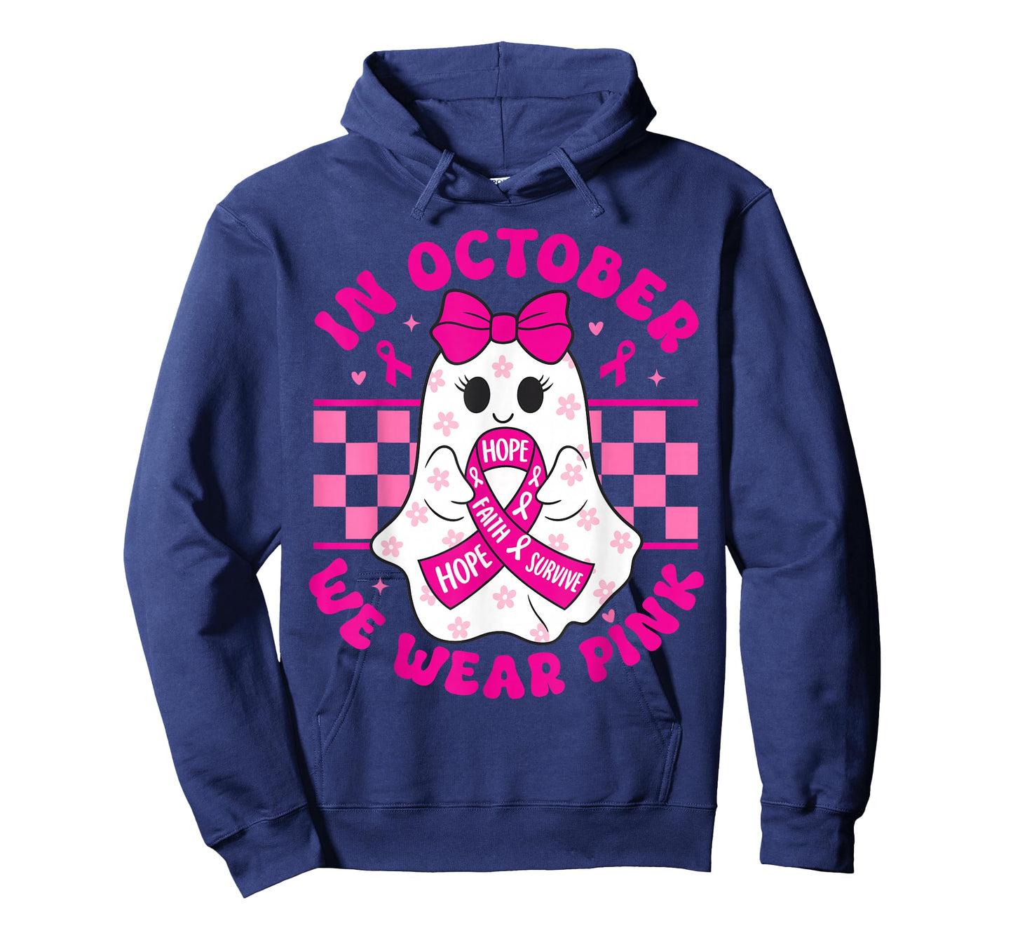 Breast Cancer Spooky Halloween Ghost in October We Wear Pink T-Shirt