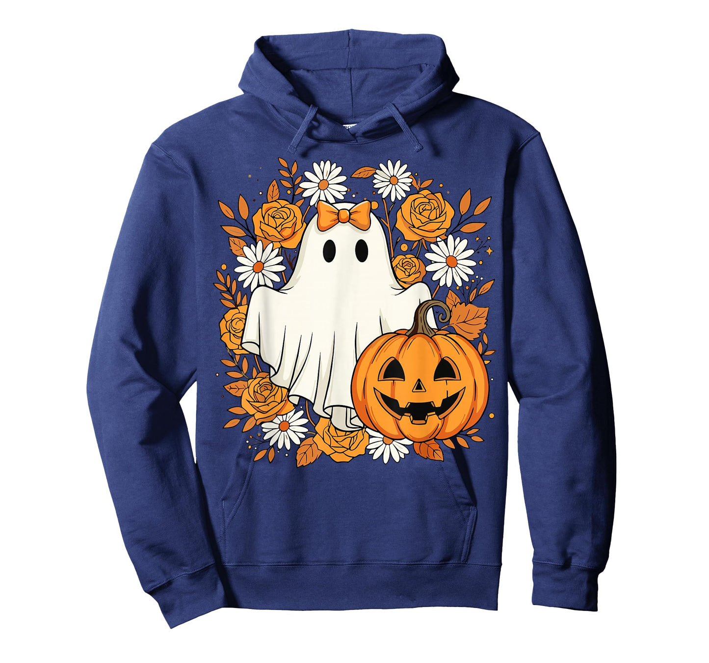 Cute Ghost Pumpkin Floral Halloween T-Shirt
