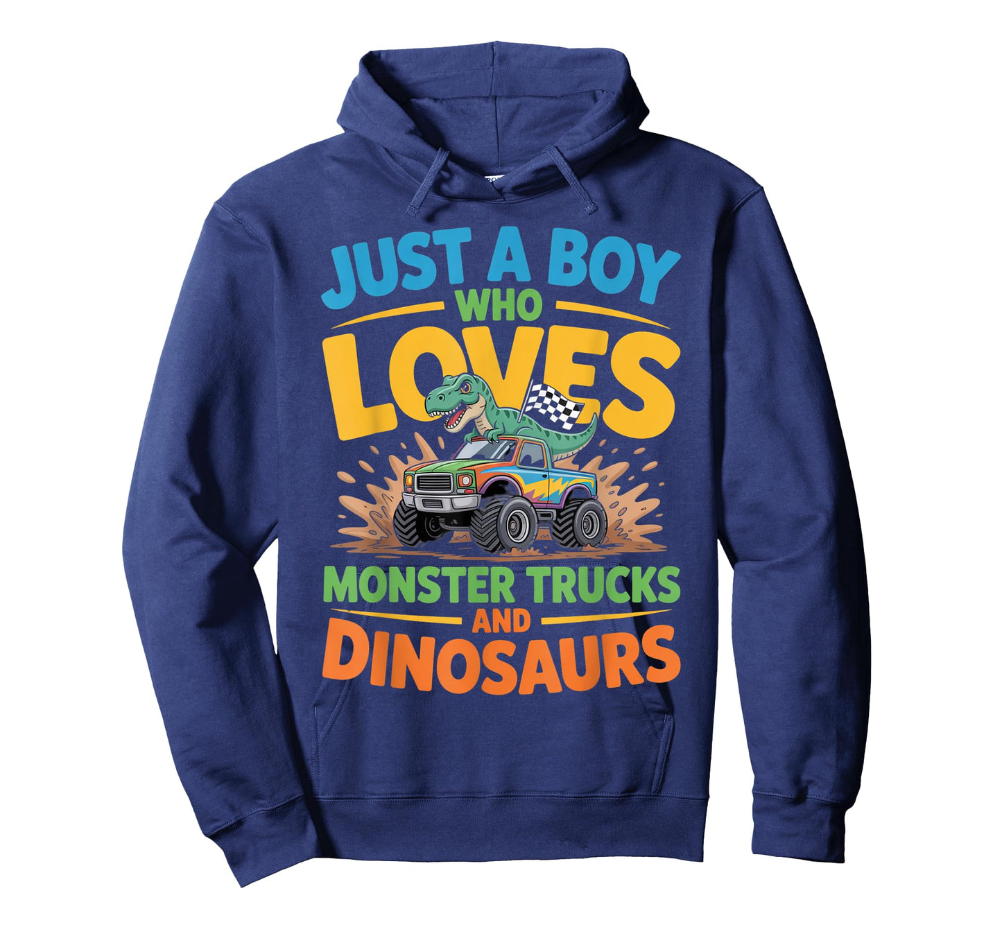 Just a Boy Who Loves Monster Trucks and Dinosaurs Funny Trex T-Shirt