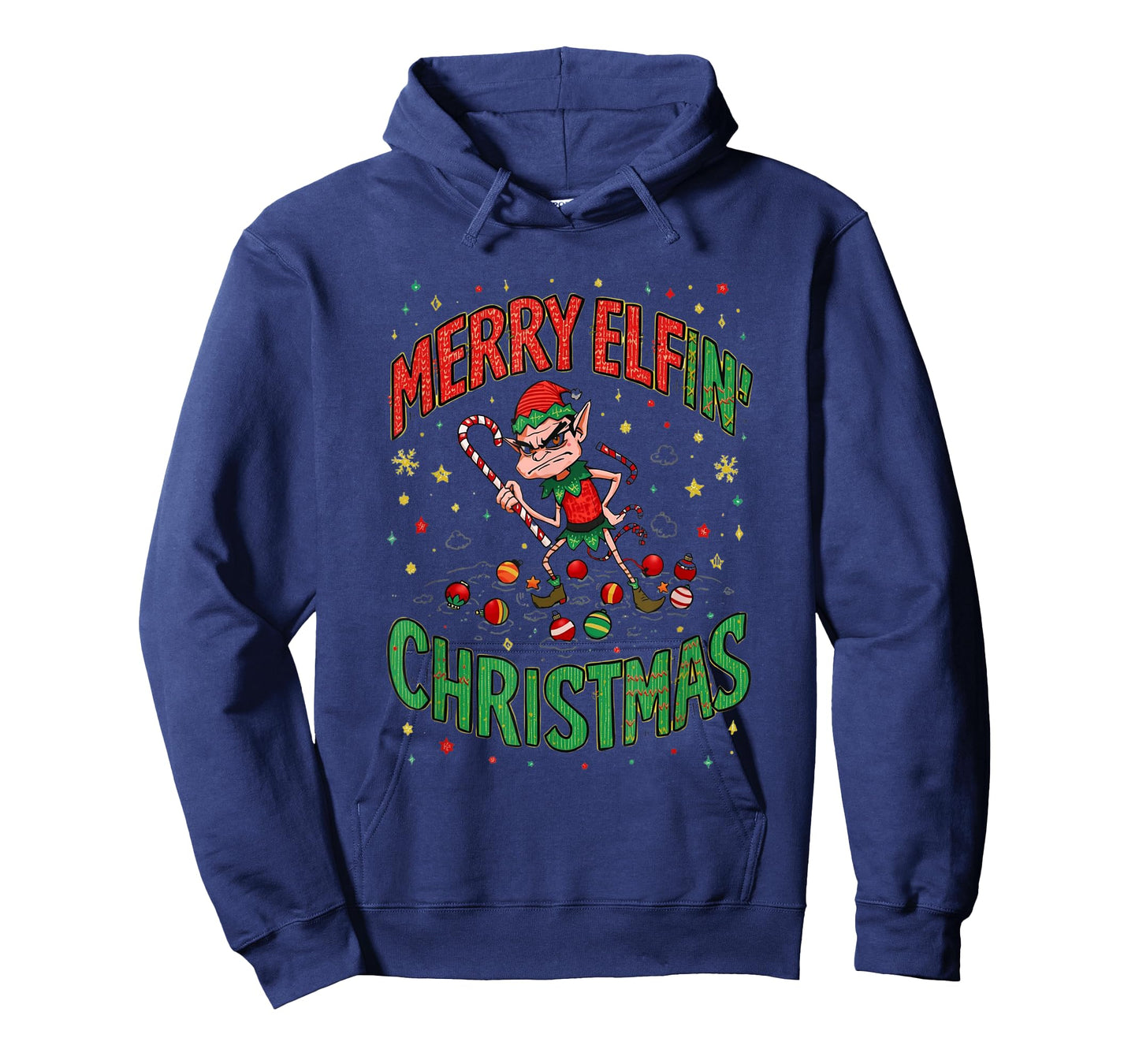 Merry Elfin’ Christmas | Funny Grumpy Elf Holiday Humor T-Shirt