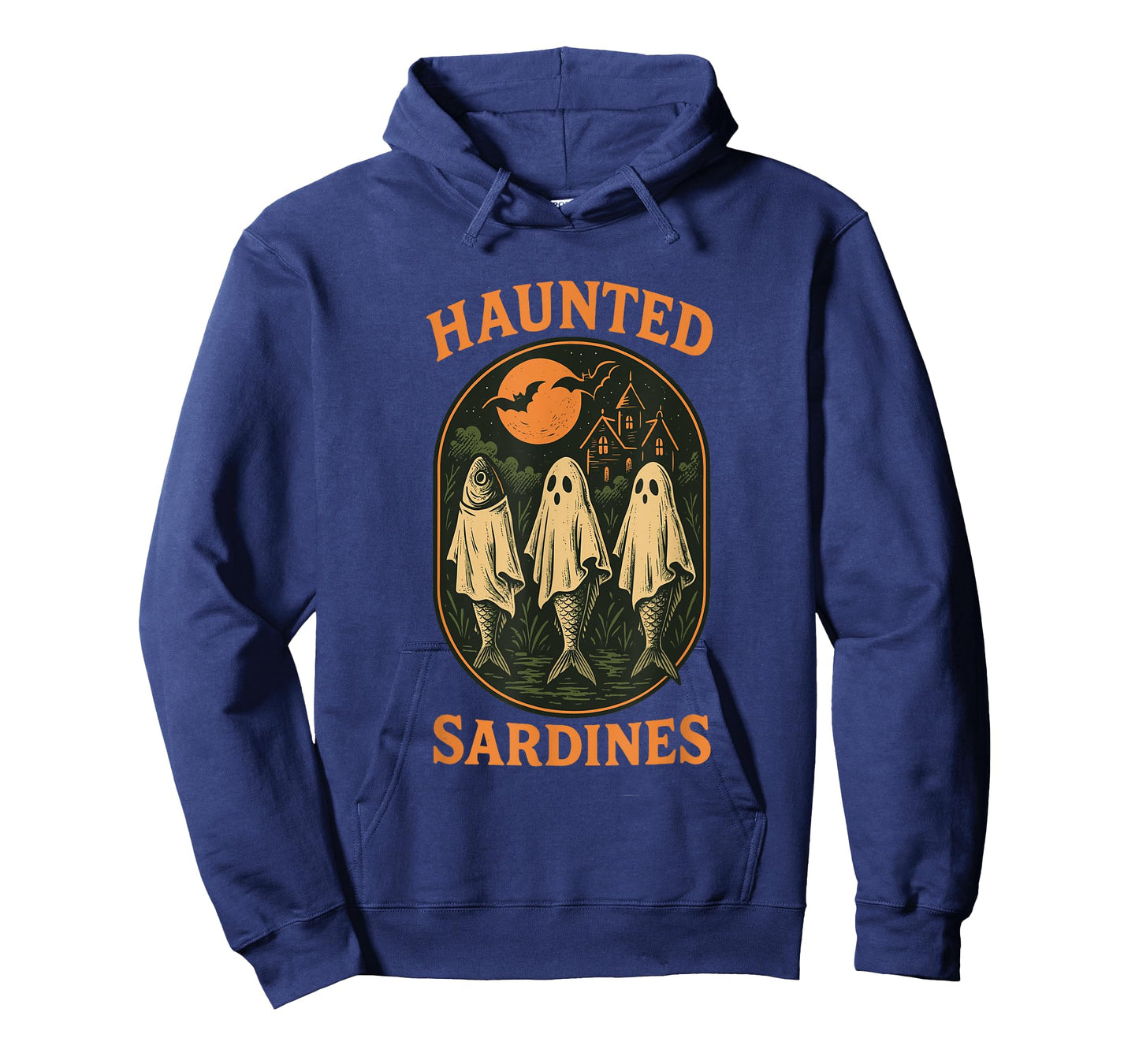 Haunted Sardines Halloween Fish Skeleton Ghost Retro Fishing T-Shirt
