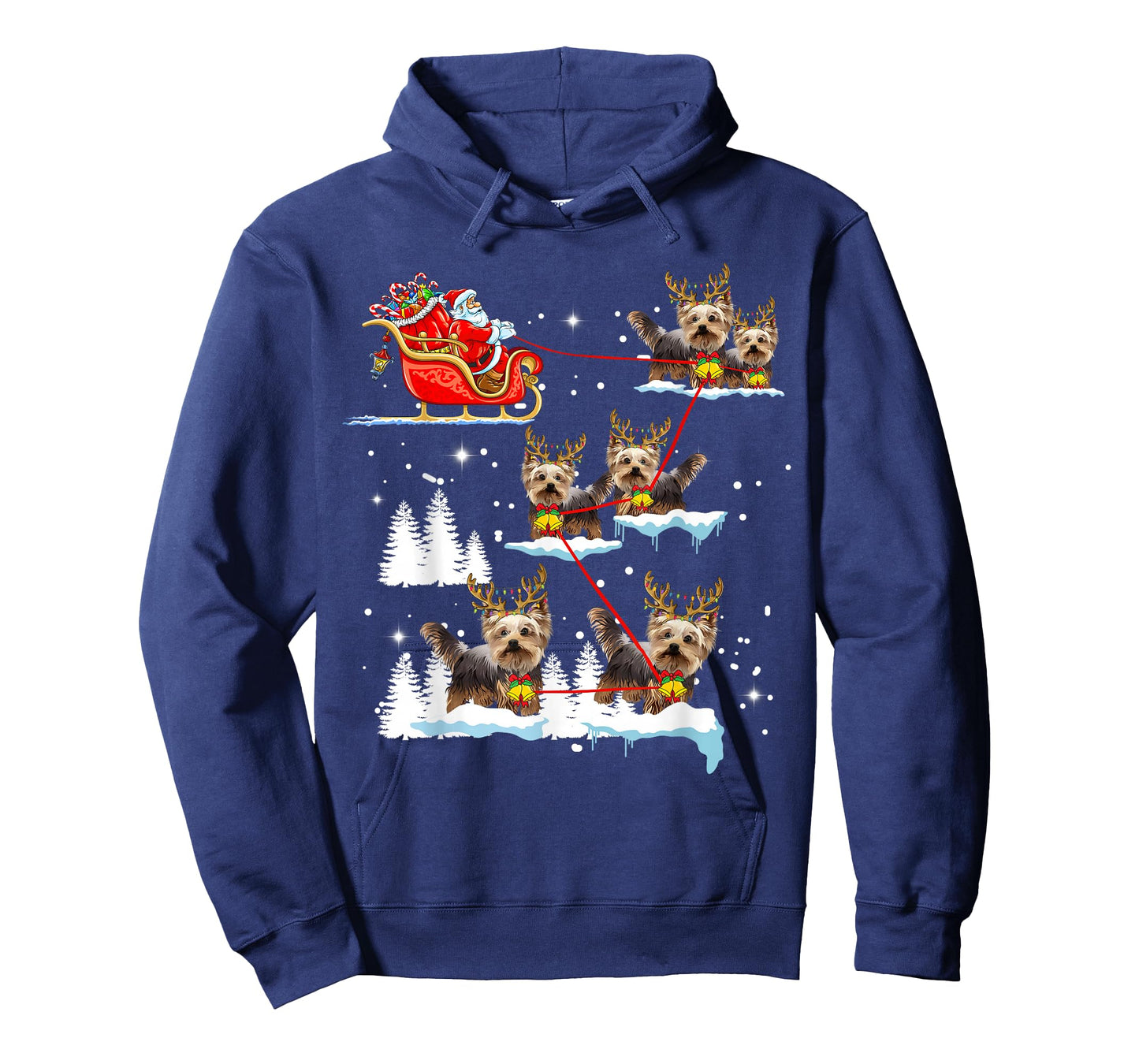 Funny Yorkie Christmas Pajama Santa Reindeer T-Shirt