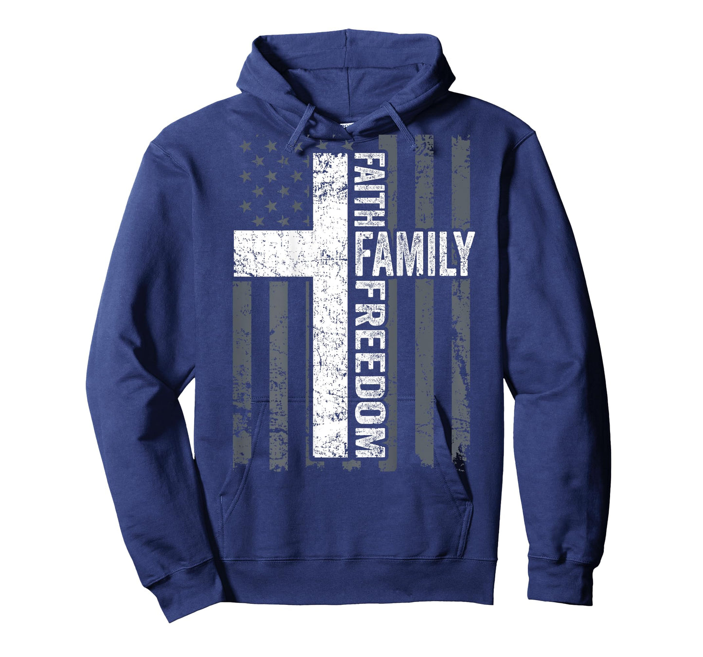 Faith Family & Freedom - Christian USA Cross Flag -ON BACK T-Shirt