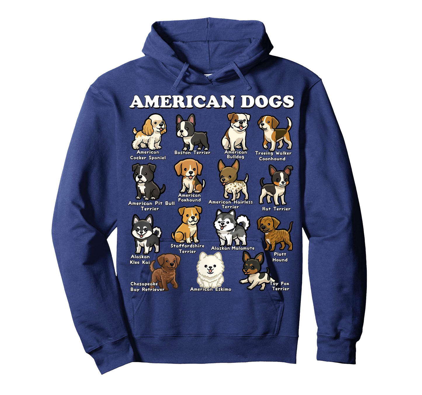 American Dog Breeds Cartoon Kawaii USA Dogs Lover T-Shirt