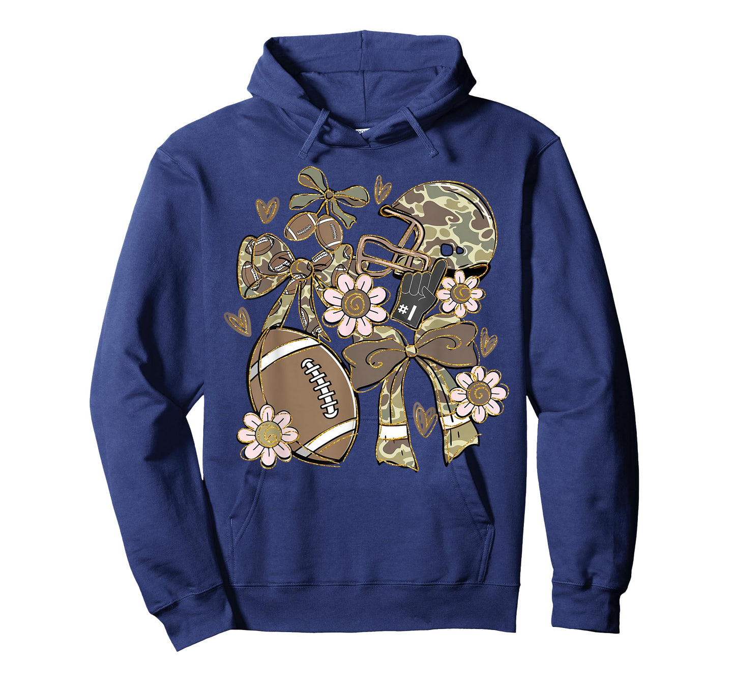 Touchdown Football Game Day Thanksgiving Camo Coquette Bow T-Shirt