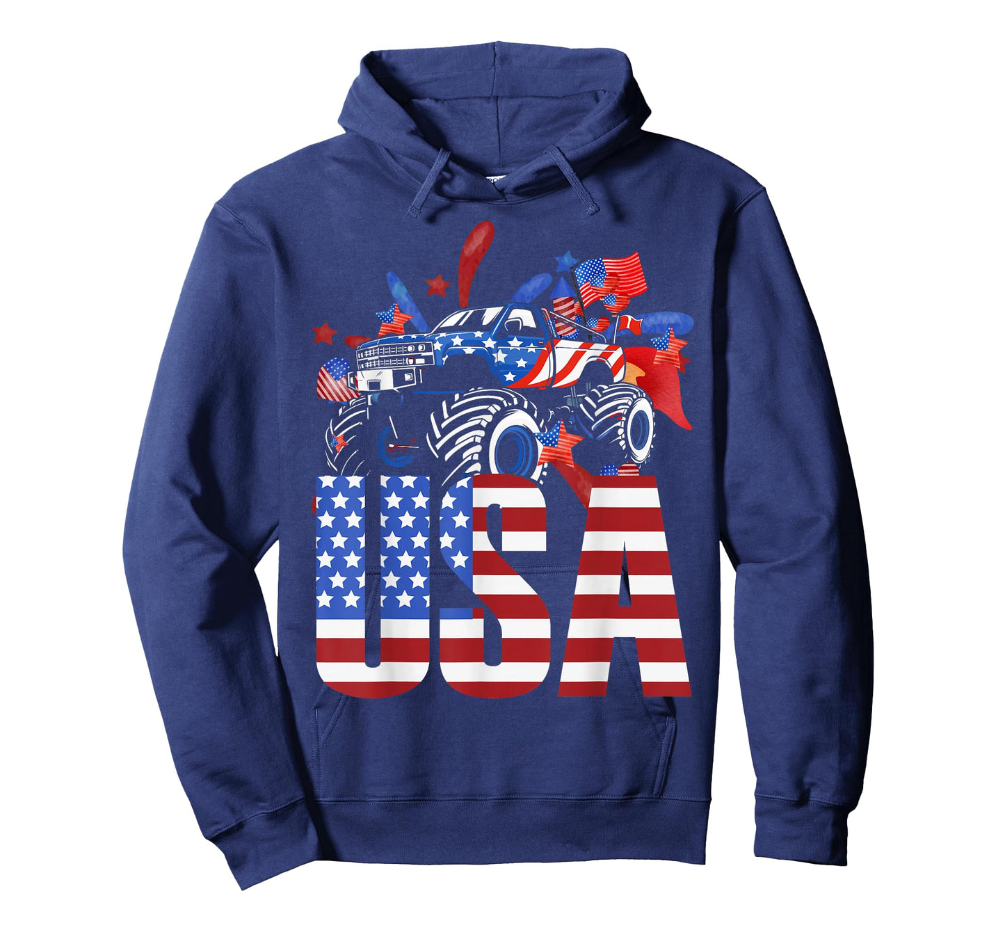 Monster Truck Toddler Boys USA American Flag July 4th T-Shirt
