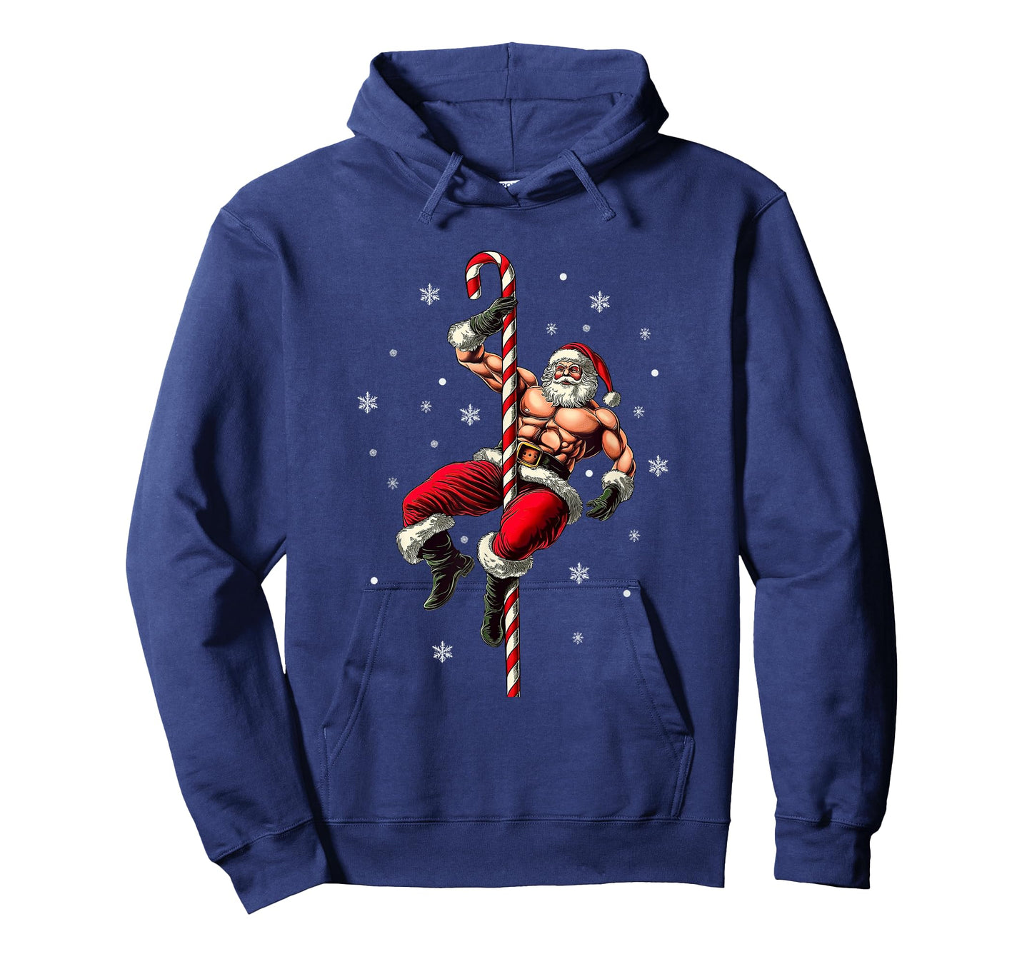 Full Muscle Santa Claus with Candy Cane Stripper Pole T-Shirt