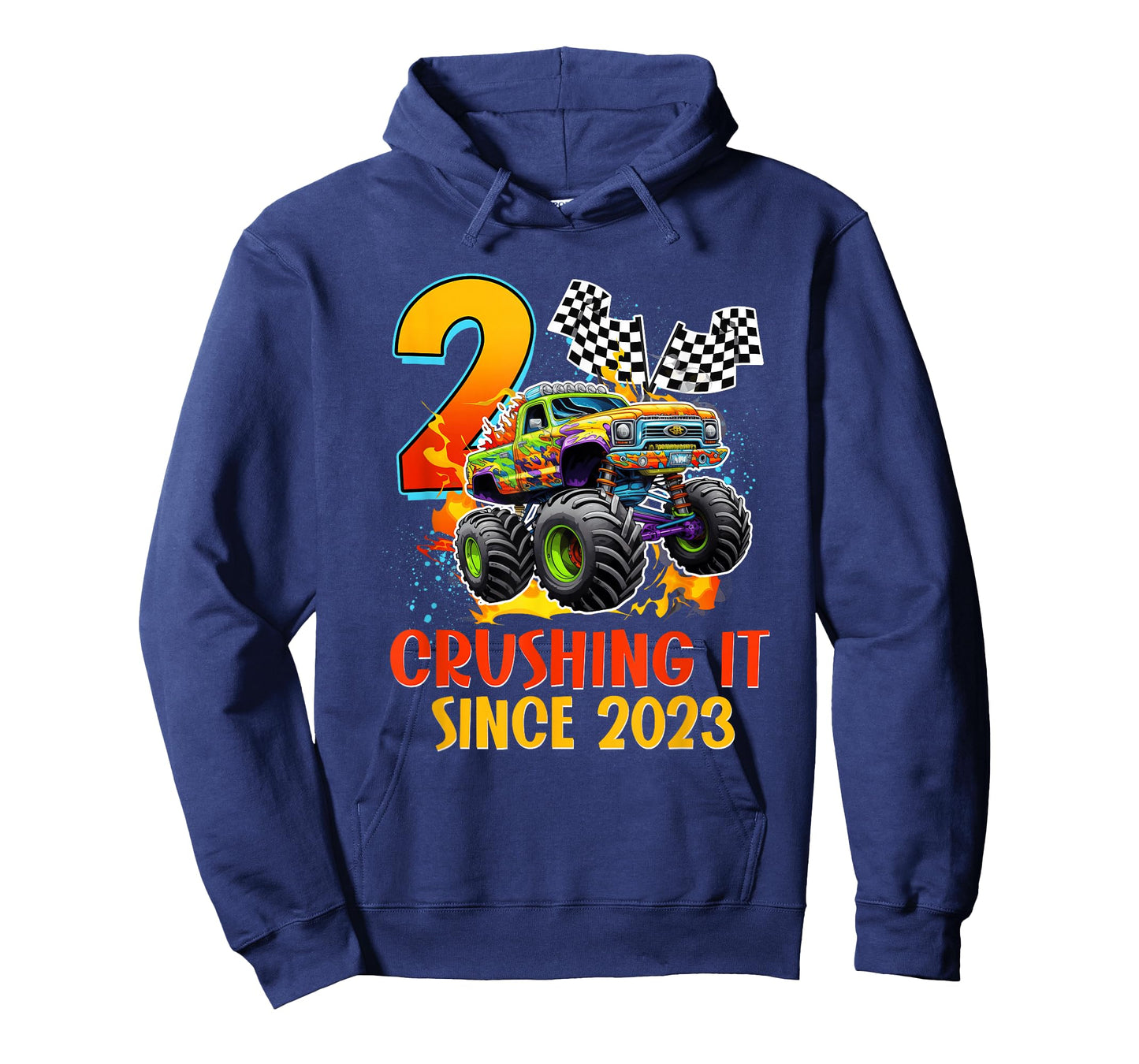 2 Crushing It Since 2023 Birthday Boys Monster Truck 2nd T-Shirt