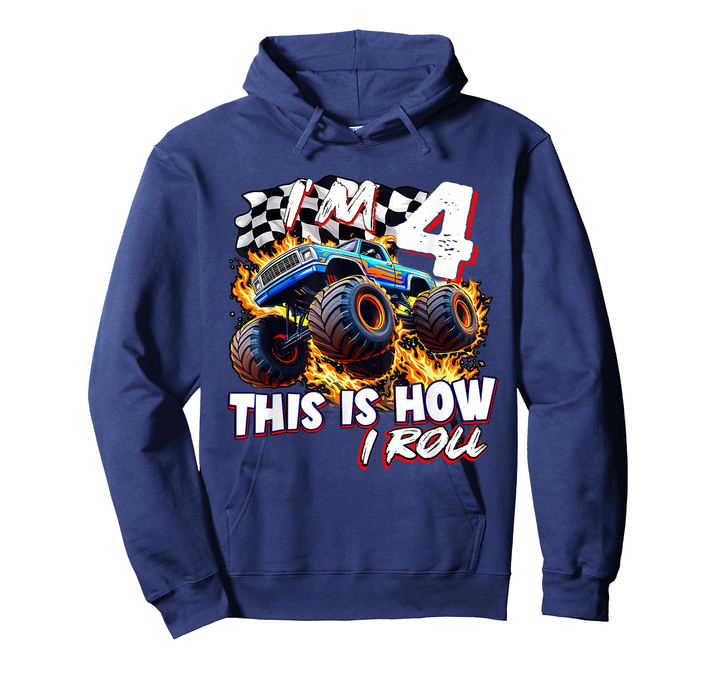 Funny 4 Year Old Birthday Boy Monster Truck 4th Bday Kids T-Shirt