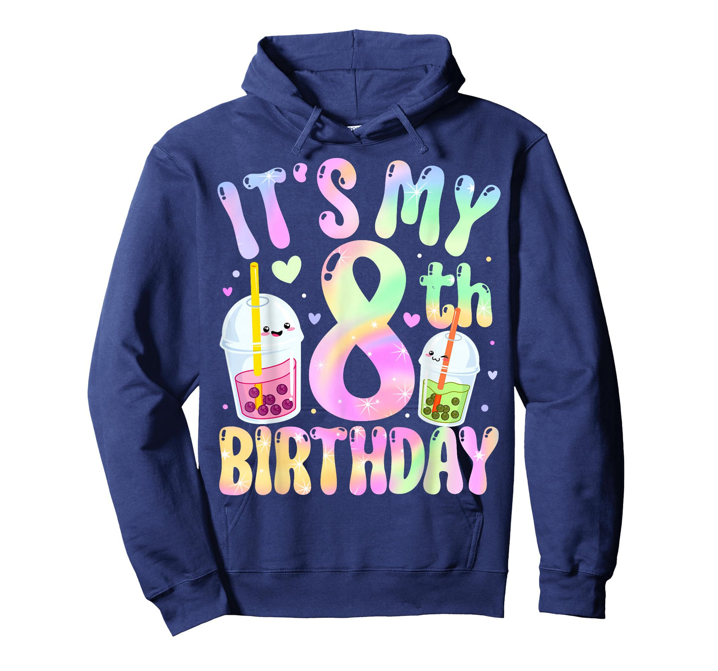 It's My 8th Birthday Bubble Boba Tea Party 8 Year Old Girl T-Shirt