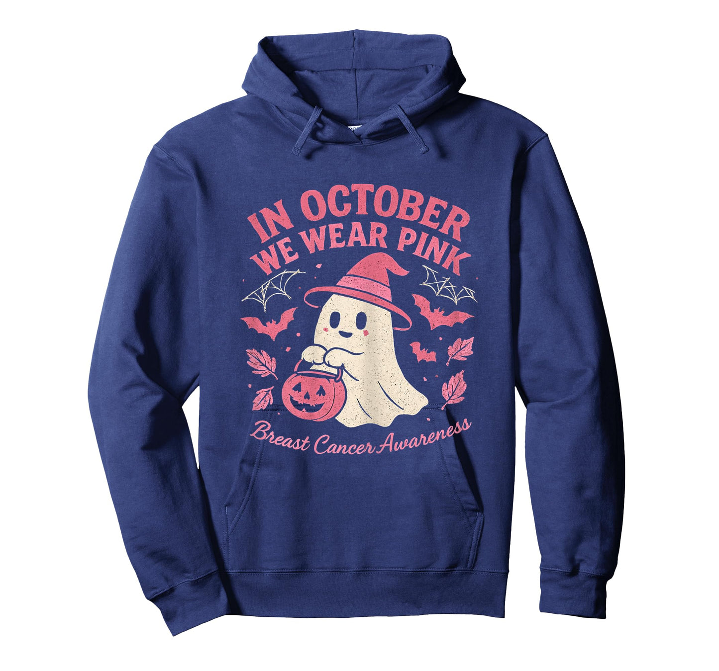 In October We Wear Pink Cute Ghost Breast Cancer Awareness T-Shirt