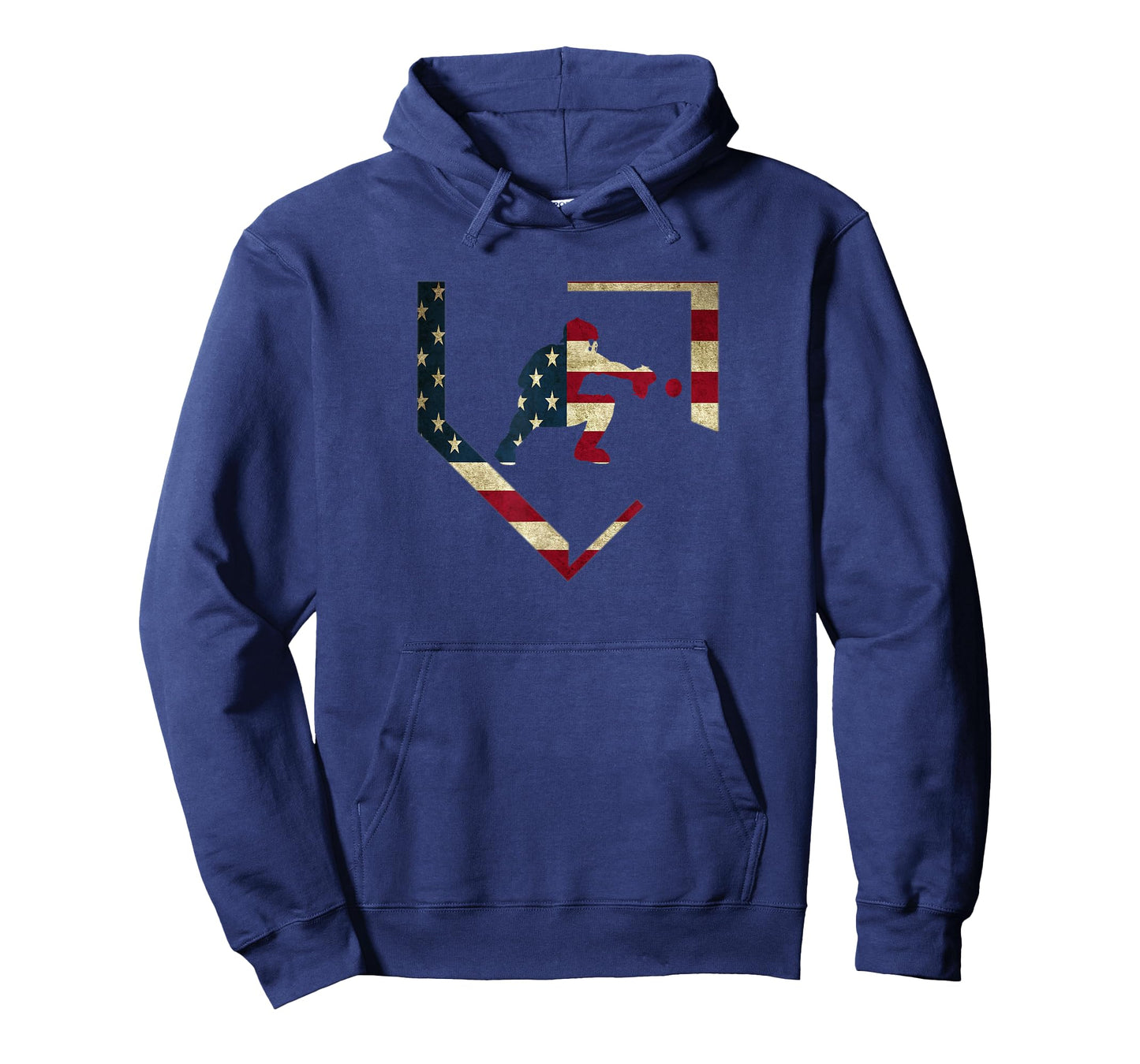High School Baseball Catcher Gear American Flag Gift Sports T-Shirt