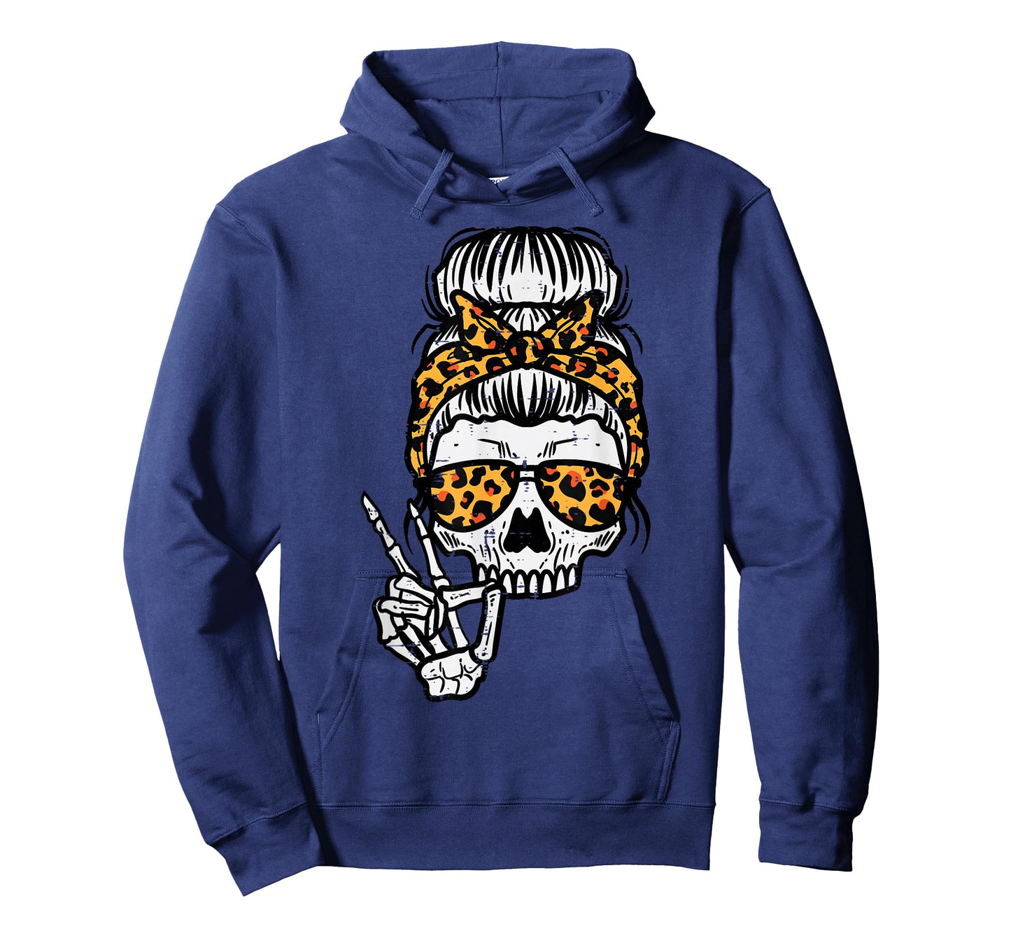 Skeleton Skull Leopard Hairbun Halloween Costume Women Mom T-Shirt