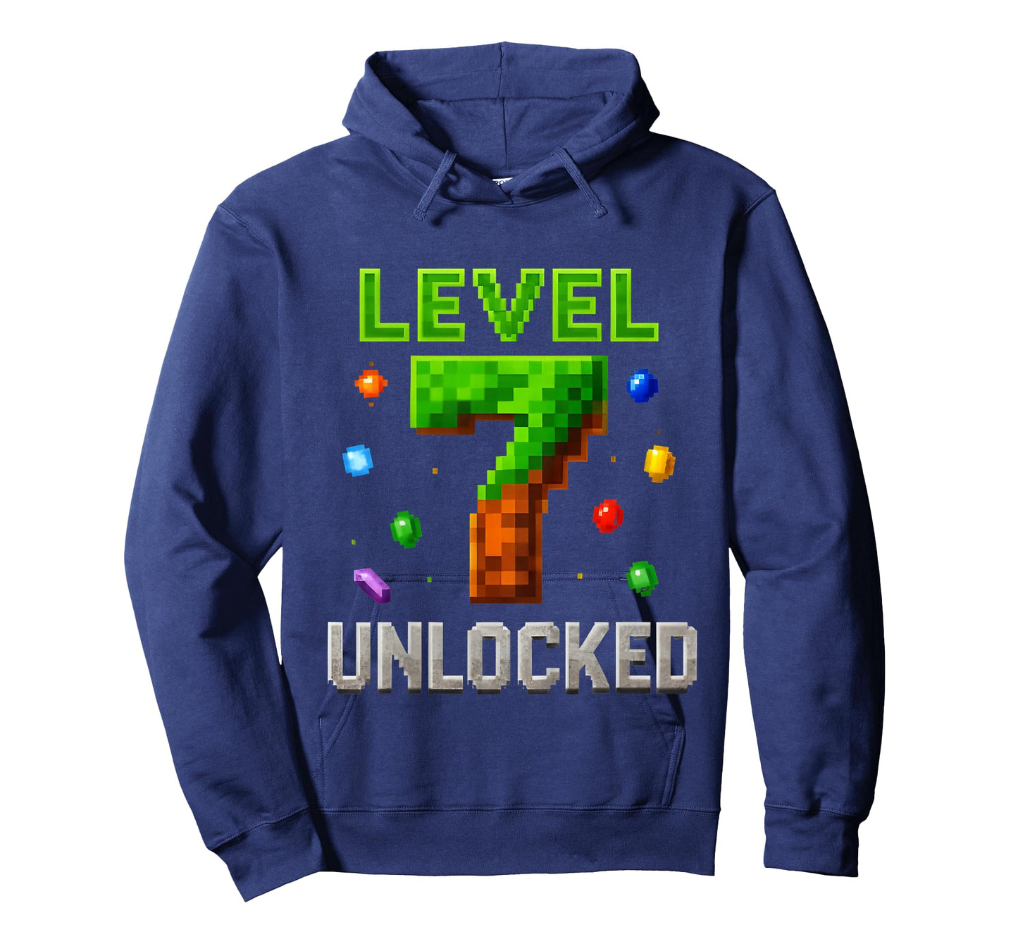 Kids 7th Birthday Boy Level 7 Unlocked Birthday Game Pixel T-Shirt