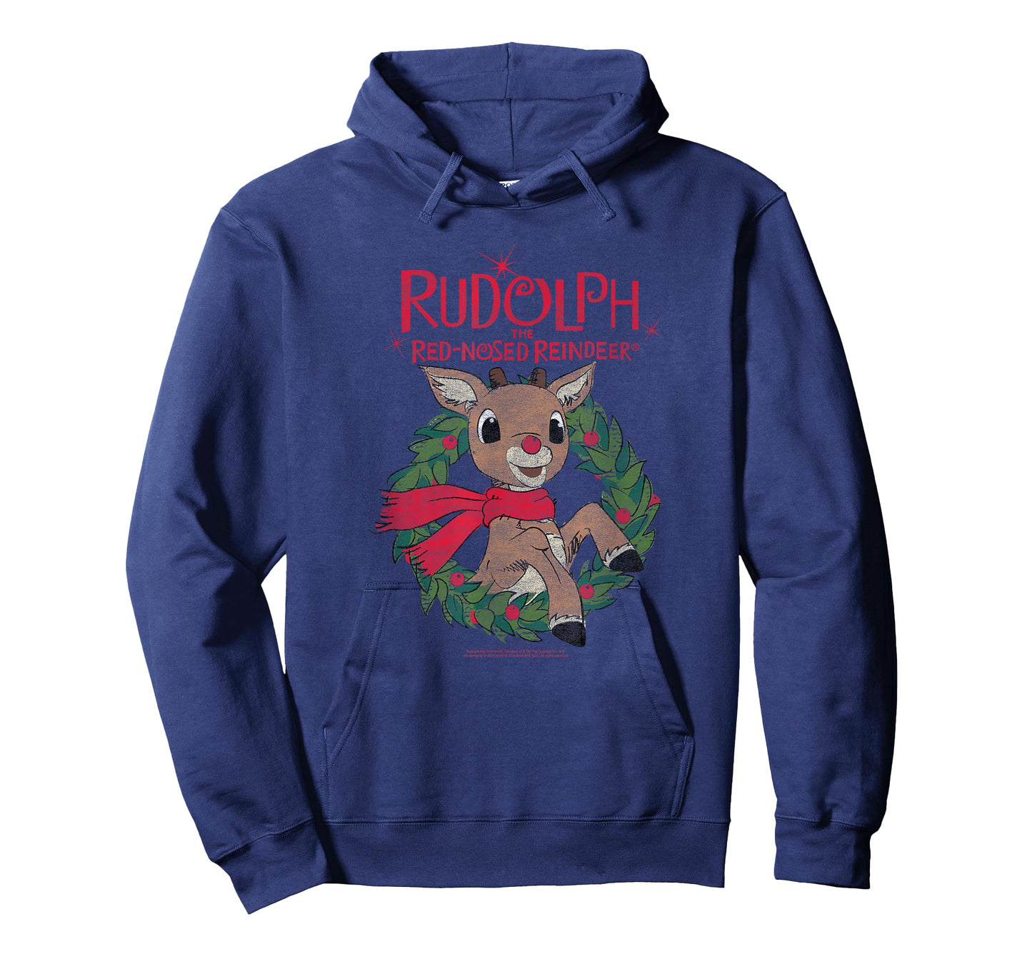 Rudolph Holiday Wreath Illustration Vintage Christmas T-Shirt