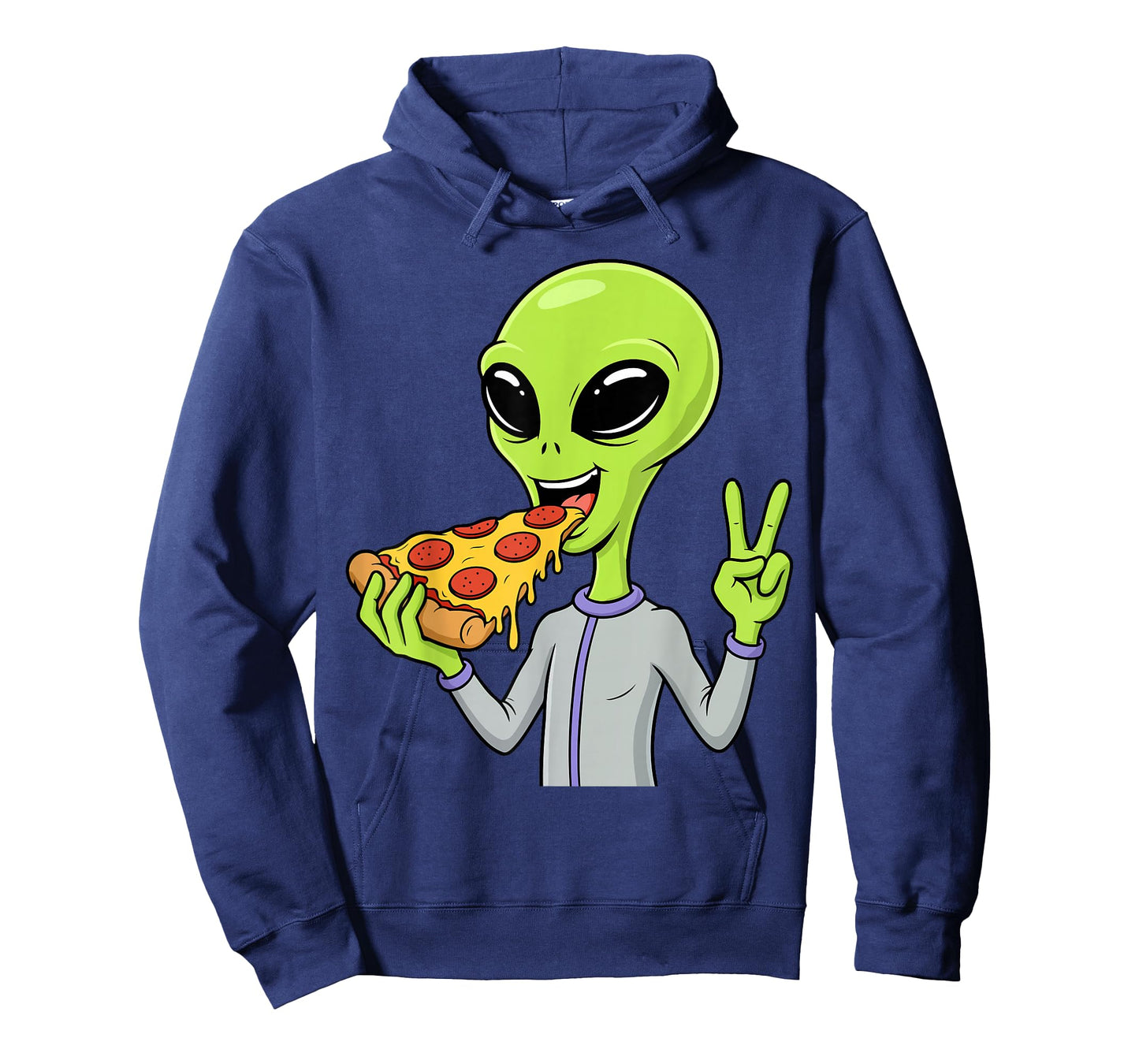 Alien Head Eating Pizza UFO Extraterrestrial Snack Fast Food T-Shirt