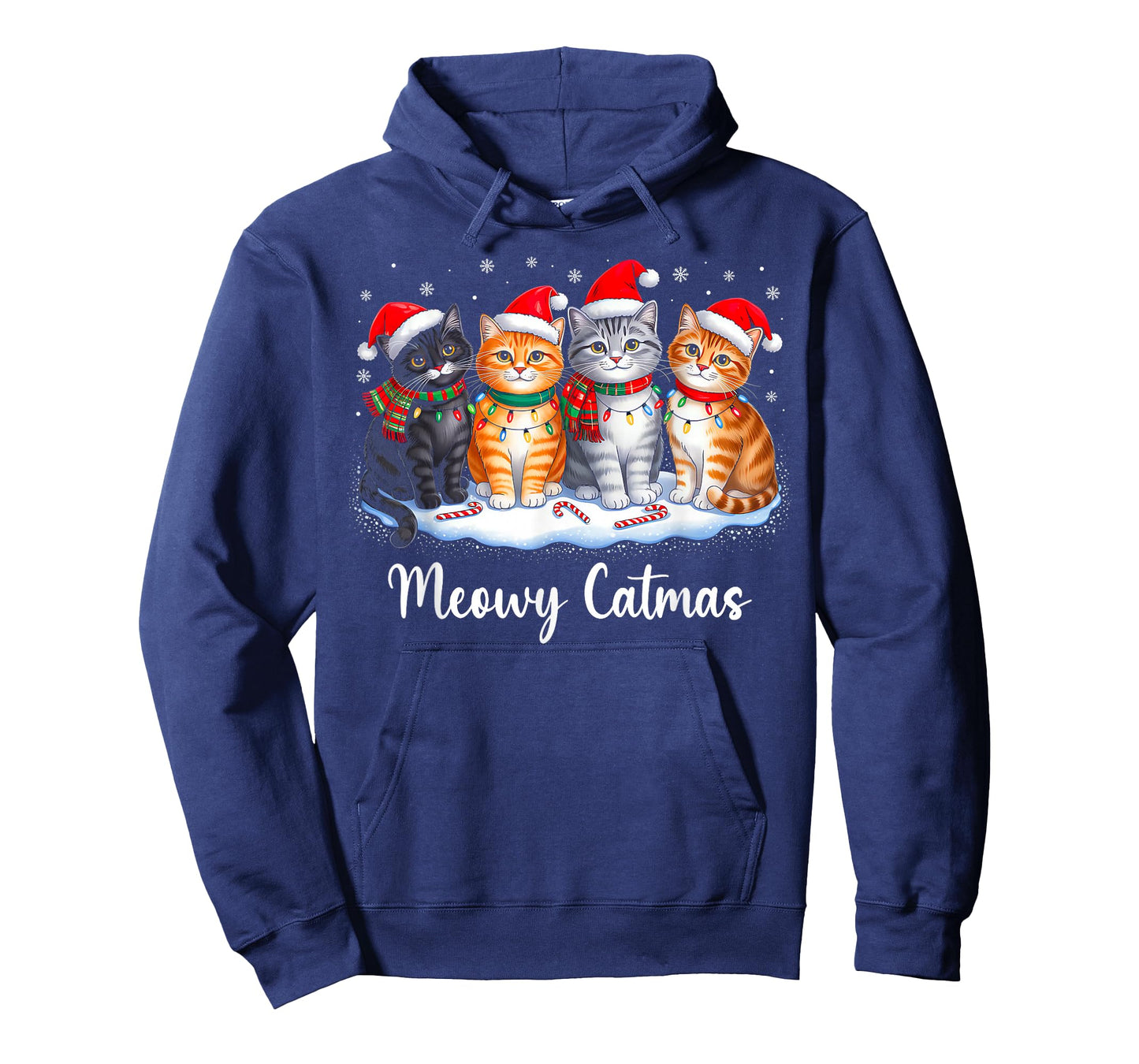 Meowy Catmas Cat Christmas Lights Xmas Pajamas Cat Lover T-Shirt