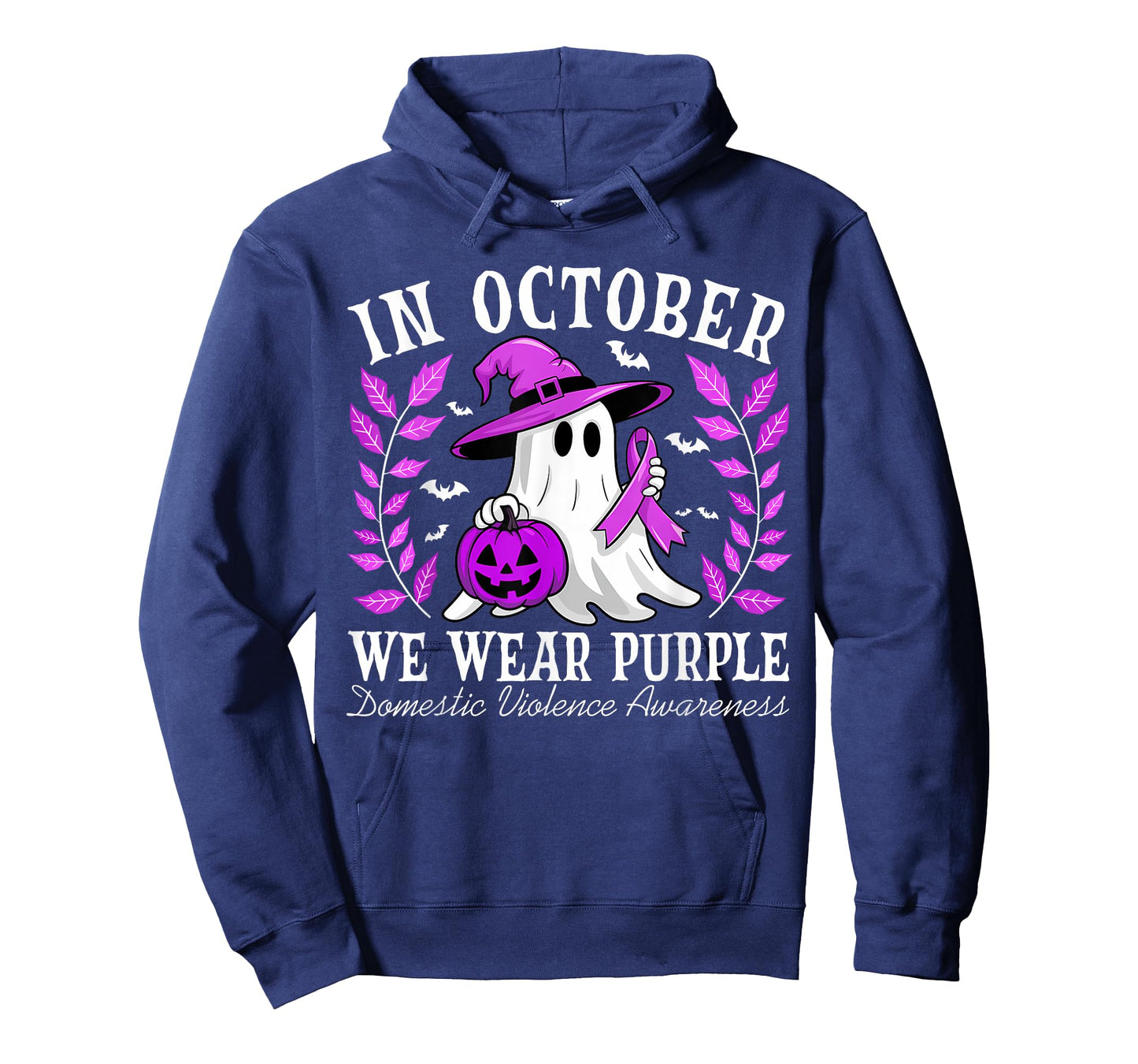 In October We Wear Purple Domestic Violence Ghost Halloween T-Shirt