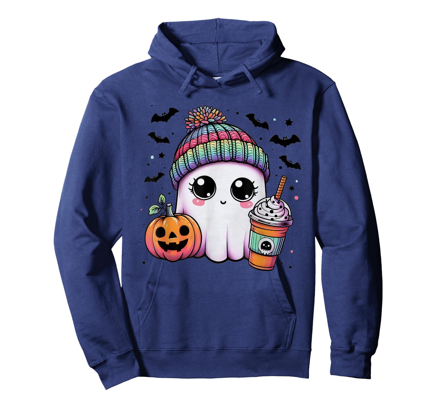 Cute Ghost Drinking Coffee Halloween Ghost Ice Coffee Womens T-Shirt