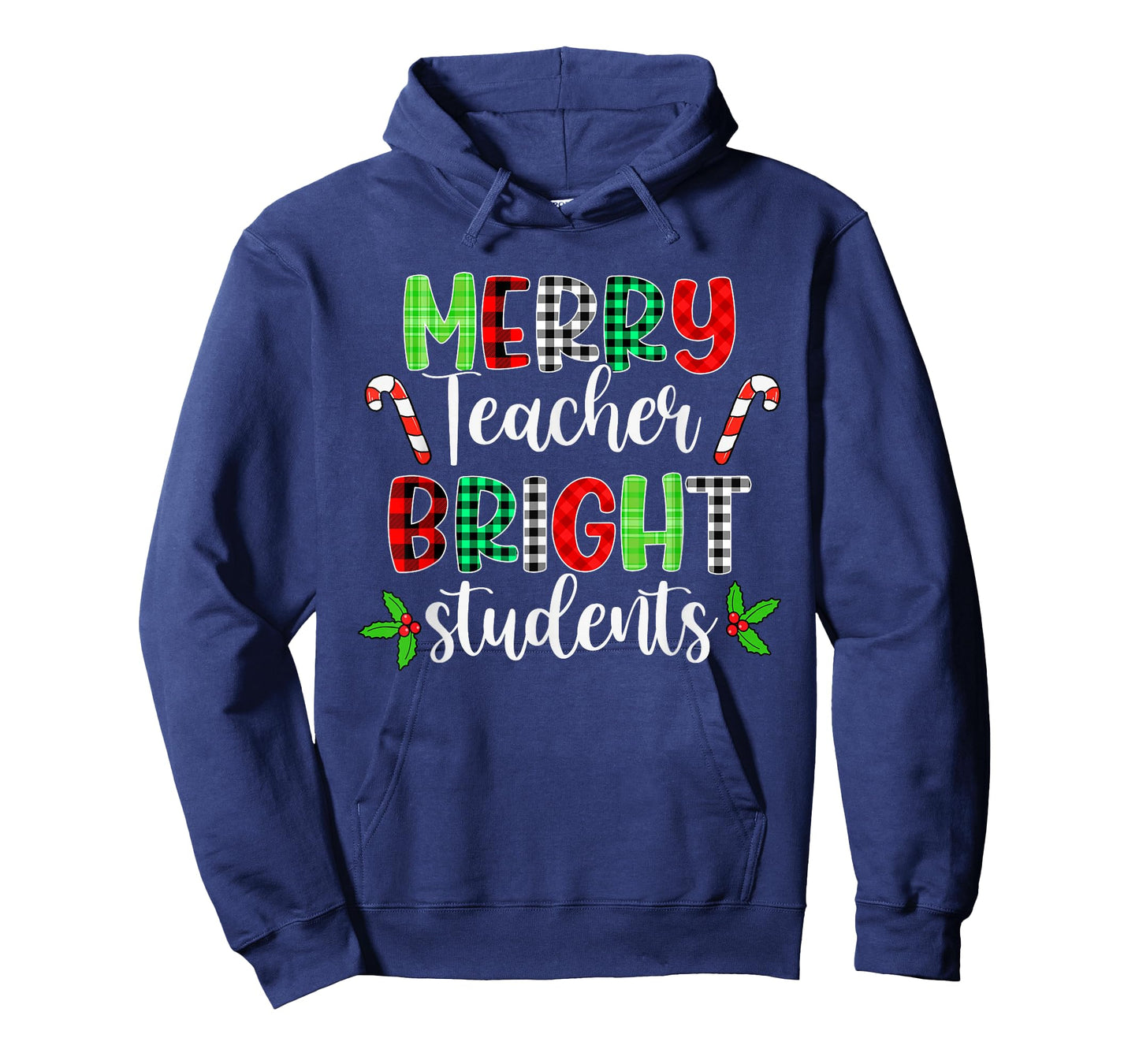 Plaid Merry Teacher Bright Students Funny Christmas Teacher T-Shirt