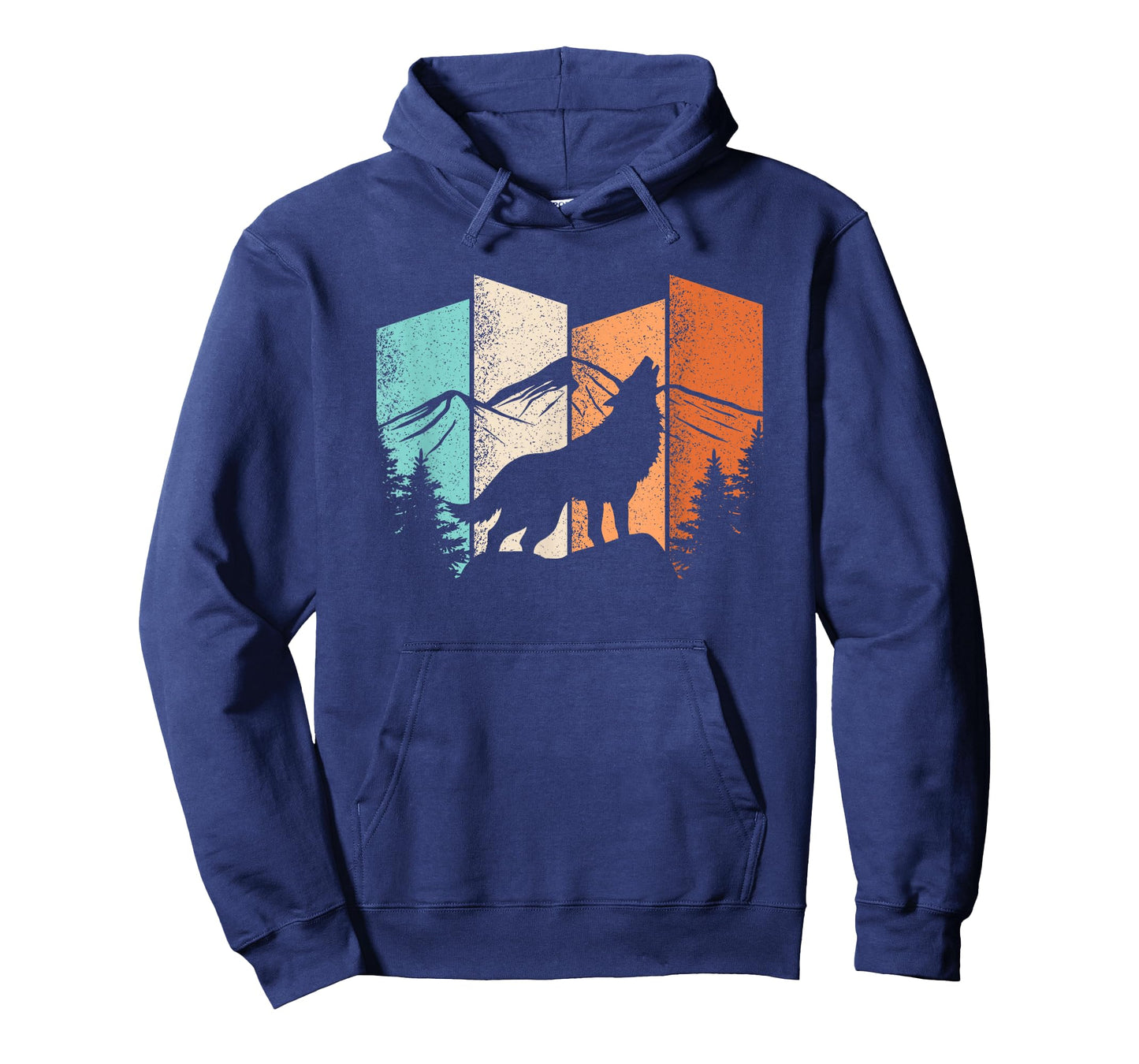 Retro Wolf Landscape Mountain Trees Wolf Lover Men Women T-Shirt