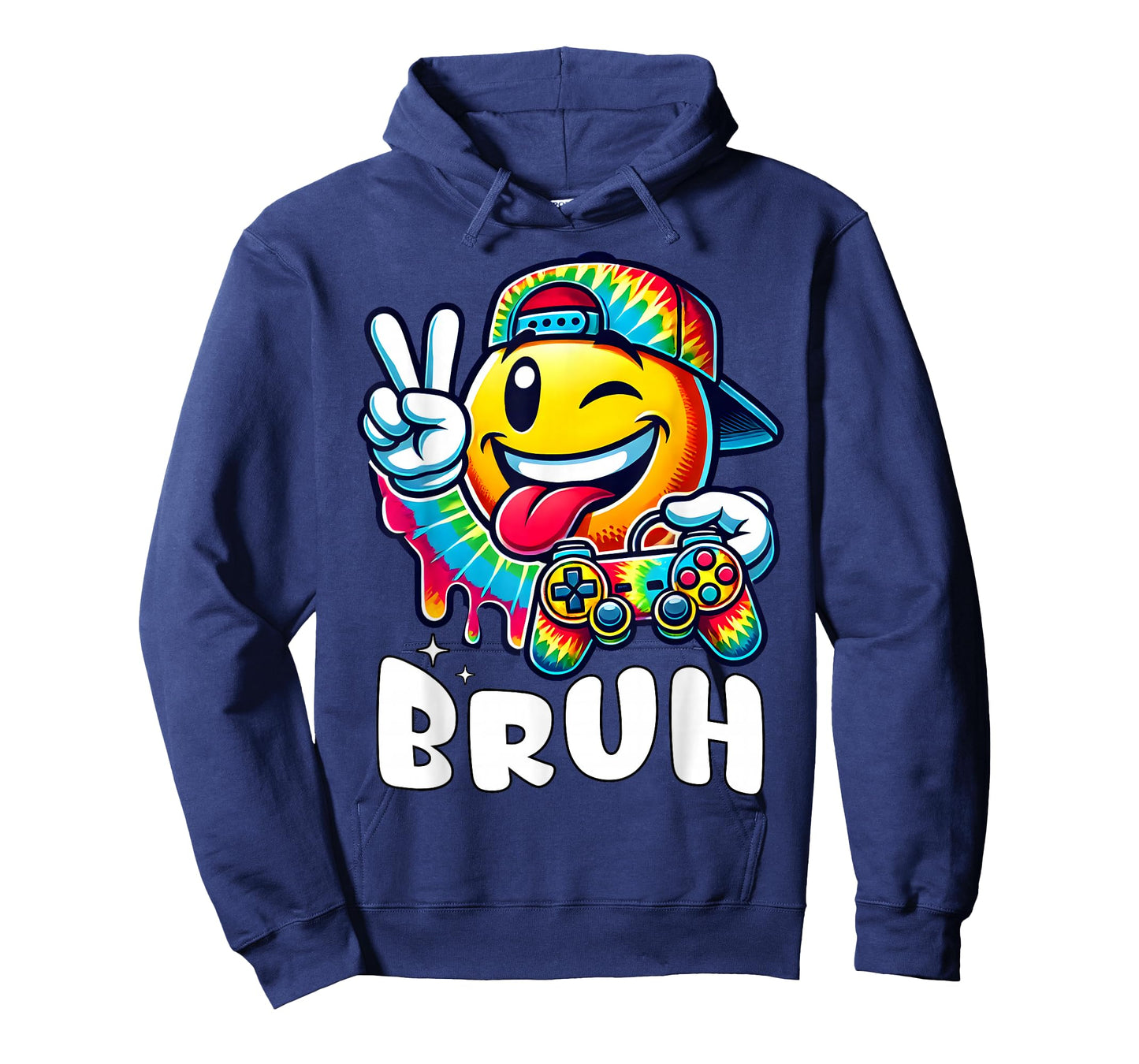 Groovy Tie Dye Gaming Funny Bruh Boys Peace Sign Gamer Kids T-Shirt
