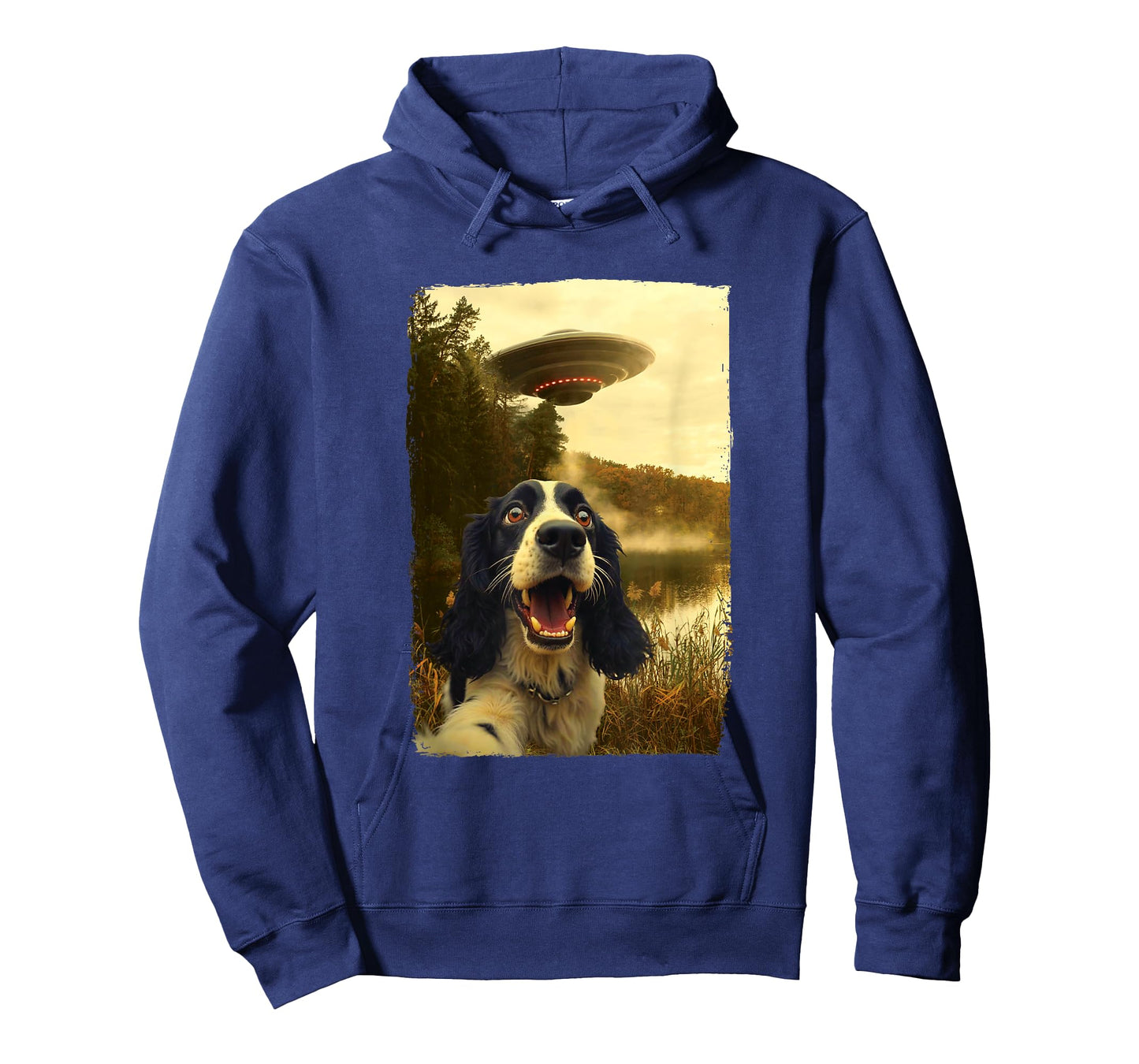 Funny English Springer Spaniel Dog UFO Encounter Aliens Men Women Kids T-Shirt