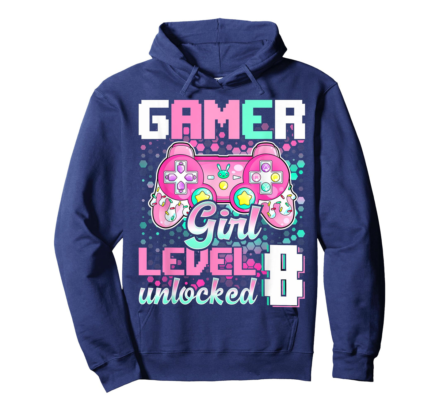 8th Birthday Gift Gamer Girl Level 8 Unlocked Video Game T-Shirt