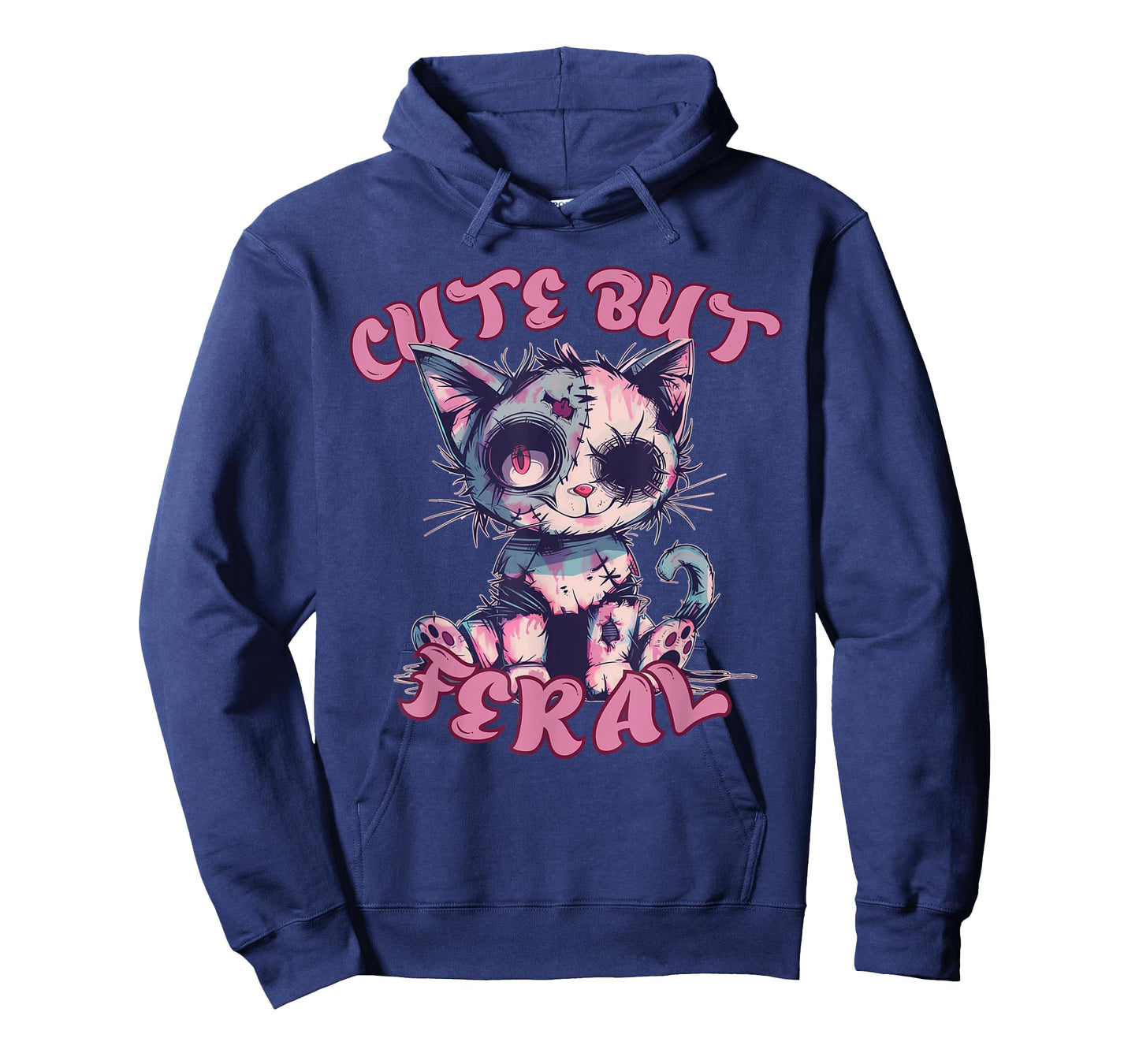 Cute But Feral Zombie Voodoo Cat Halloween Spooky T-Shirt for Men Women Kids