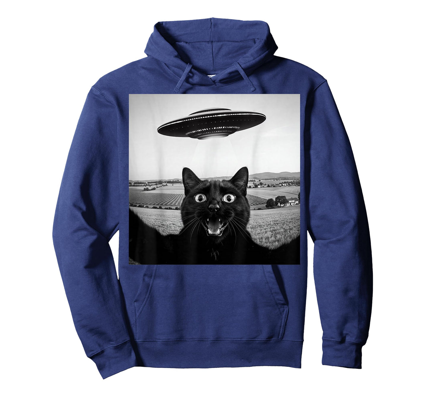 Black Cat Selfie UFO Alien Funny Gifts For Men Women Kids T-Shirt